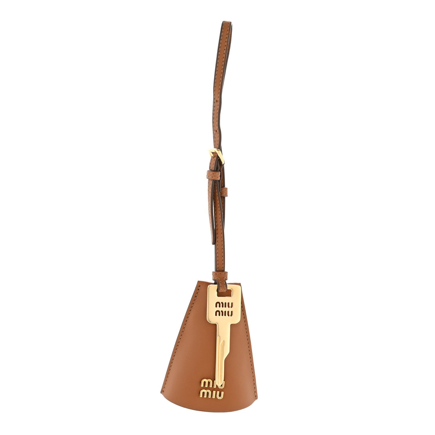 Calfskin Trick Pelle Bag Charm Cognac
