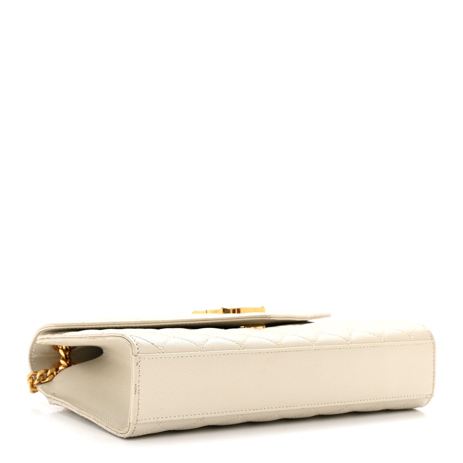 Grain De Poudre Textured Mixed Matelasse Medium Triquilt Monogram Satchel Crema Soft