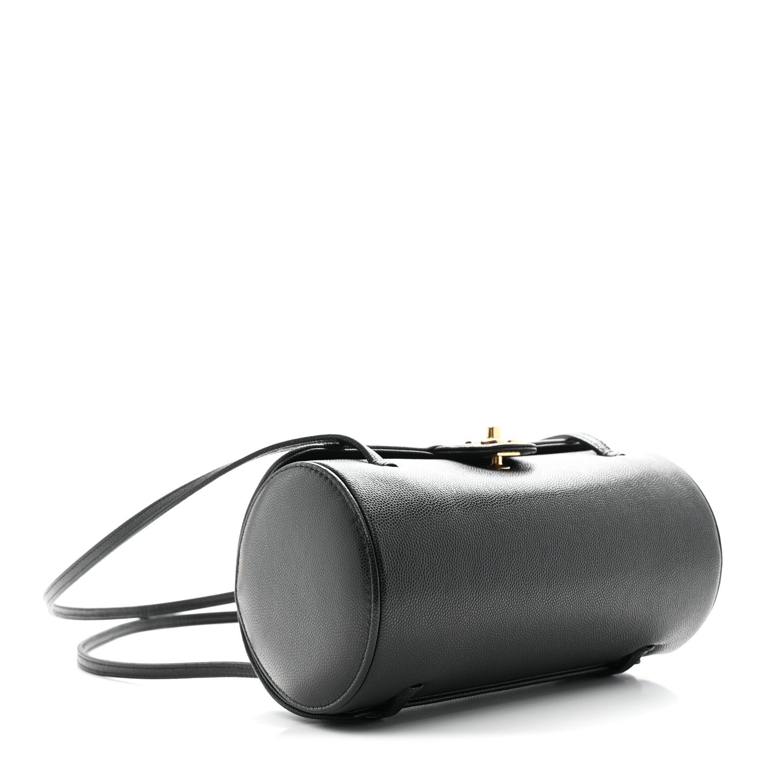 Shiny Caviar Preppy Coco Small Bowling Bag Black