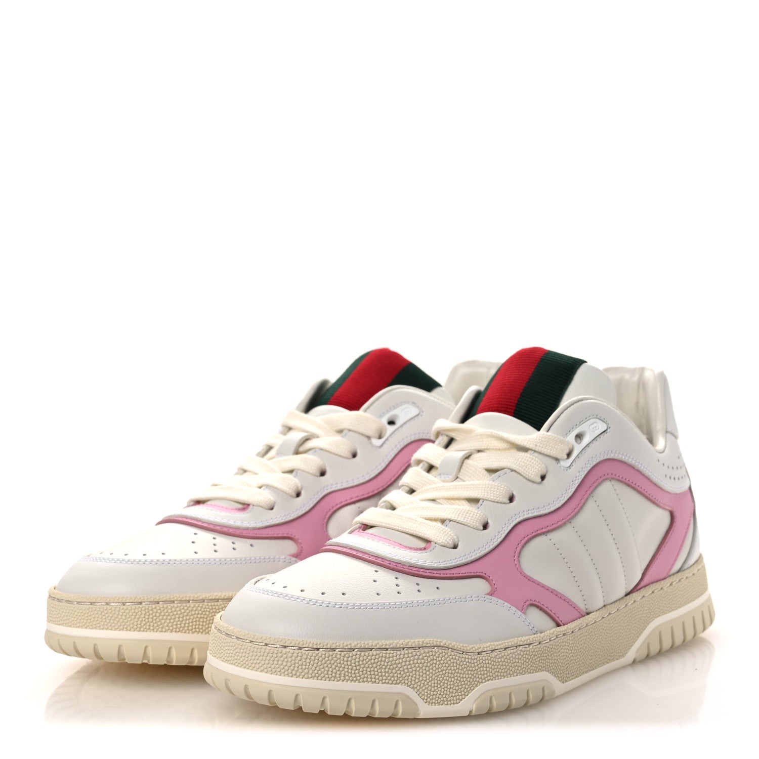 Calfskin Womens Re-Web Sneakers 40 White Pink