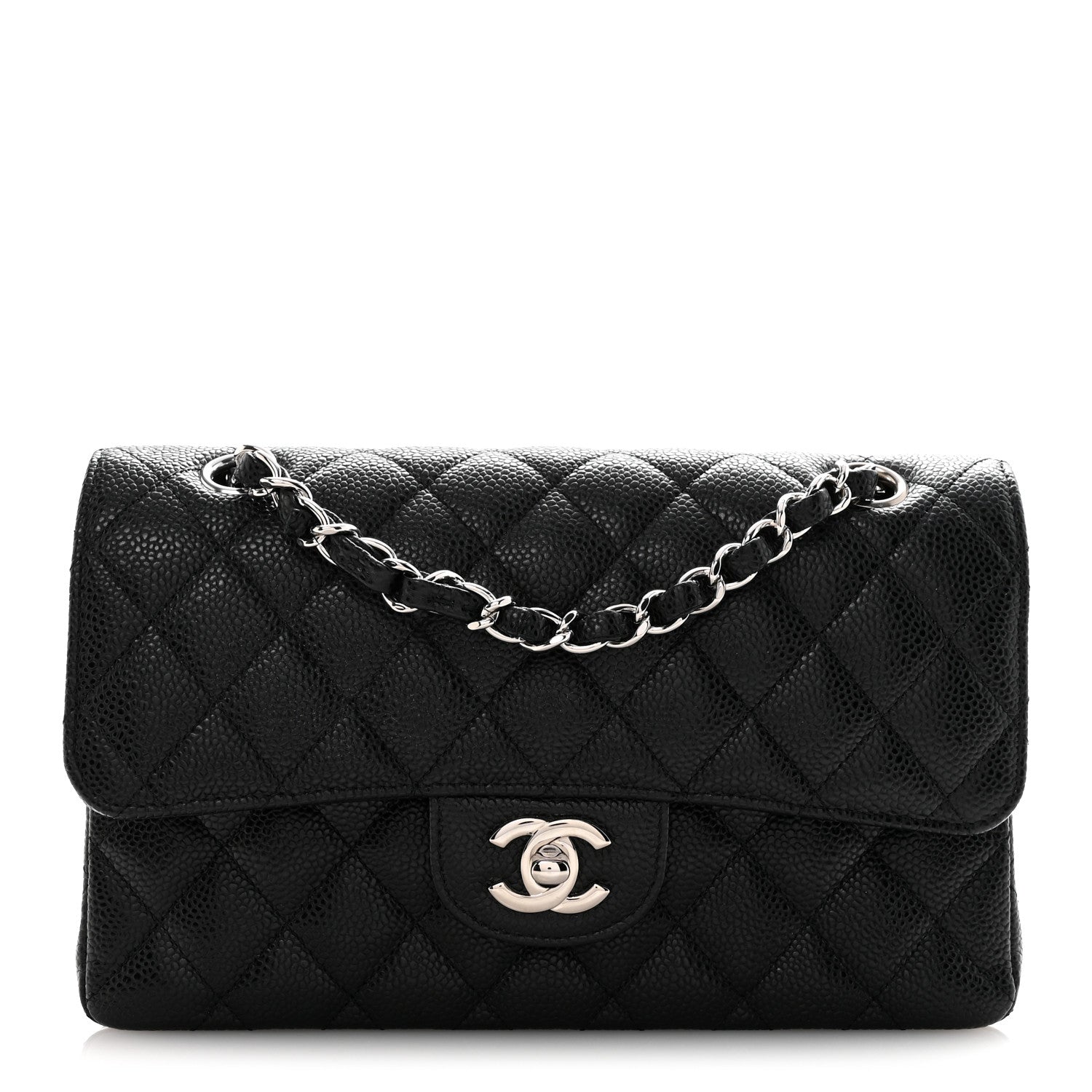Caviar Quilted Small Double Flap Black
