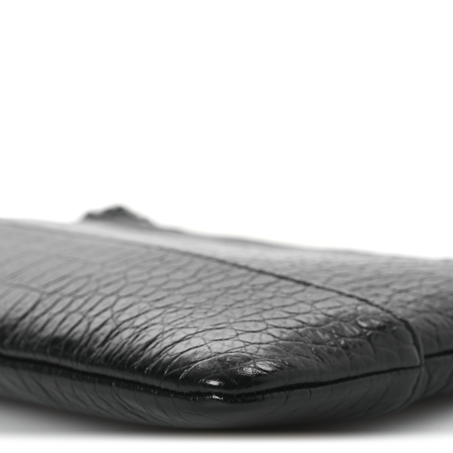 Calfskin Crocodile Embossed Quilted Medium Gabrielle Cosmetic Case Black