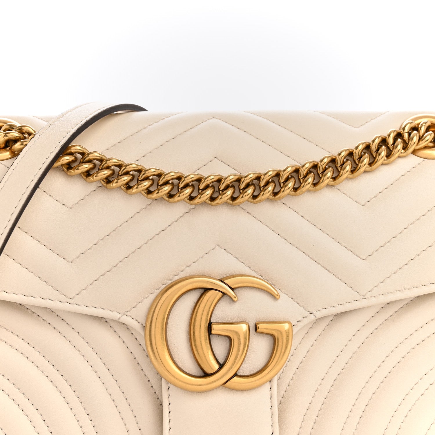 Calfskin Matelasse Small GG Marmont Shoulder Bag White
