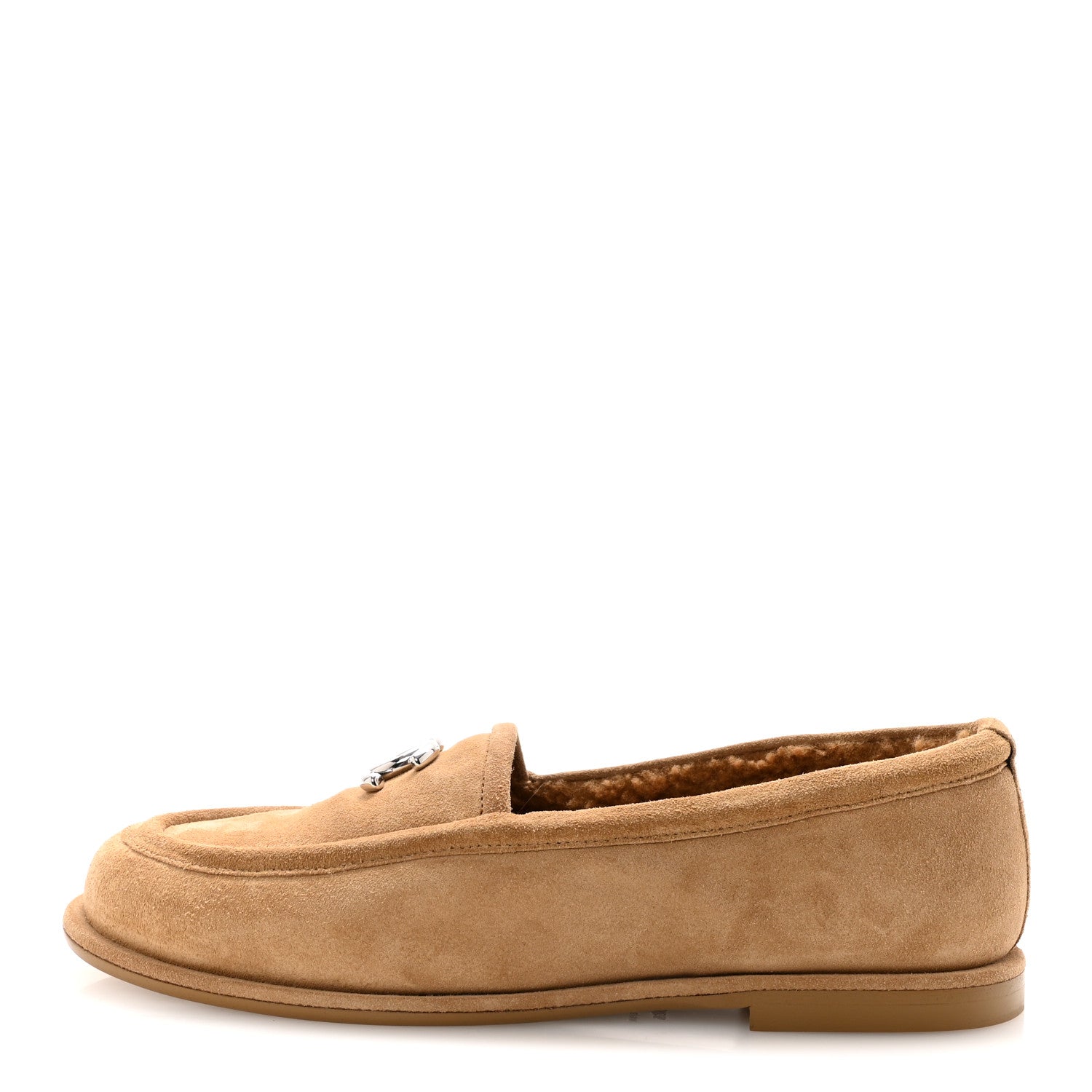 Suede Calfskin CC Loafers 38.5 Dark Beige