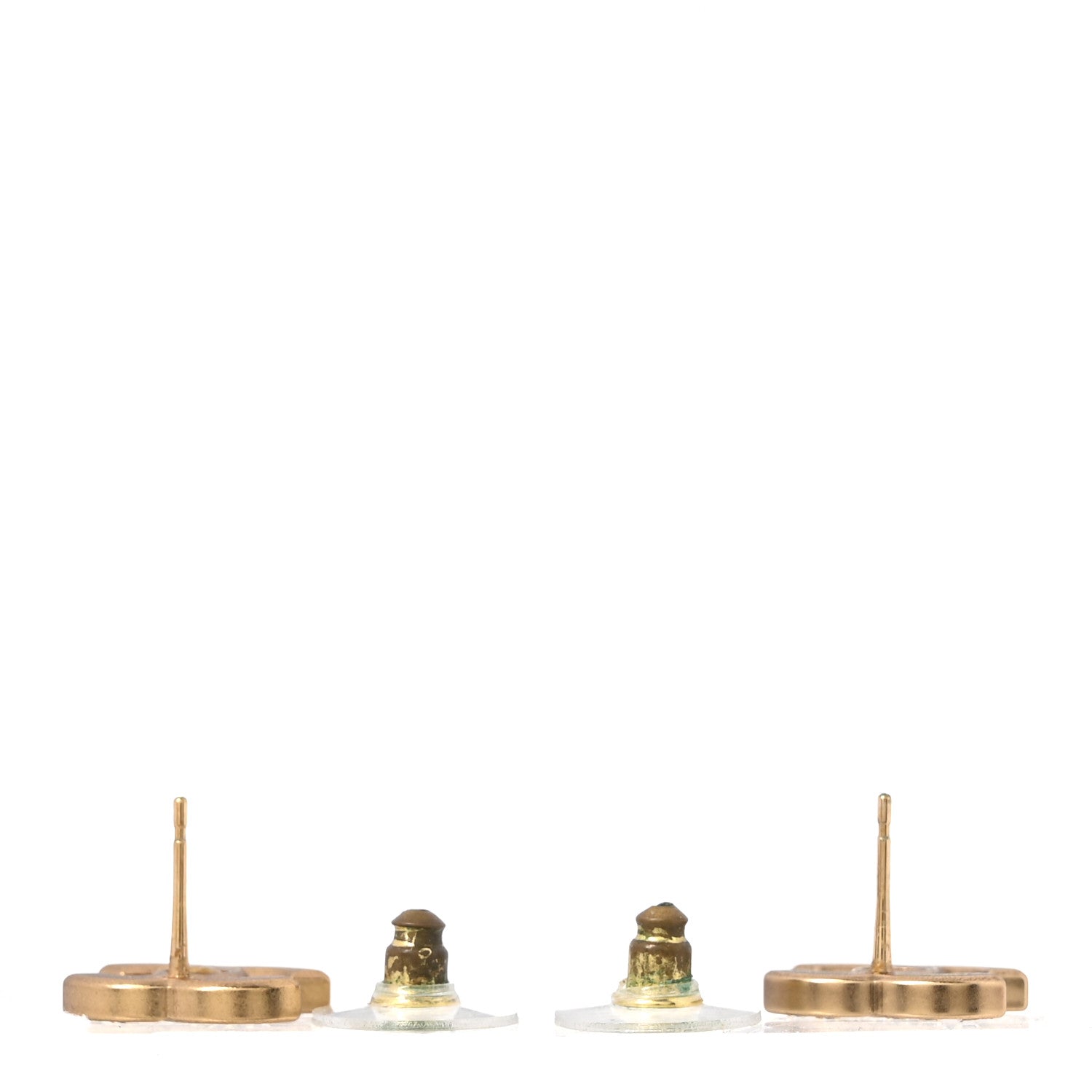 Metal Crystal CC Earrings Gold