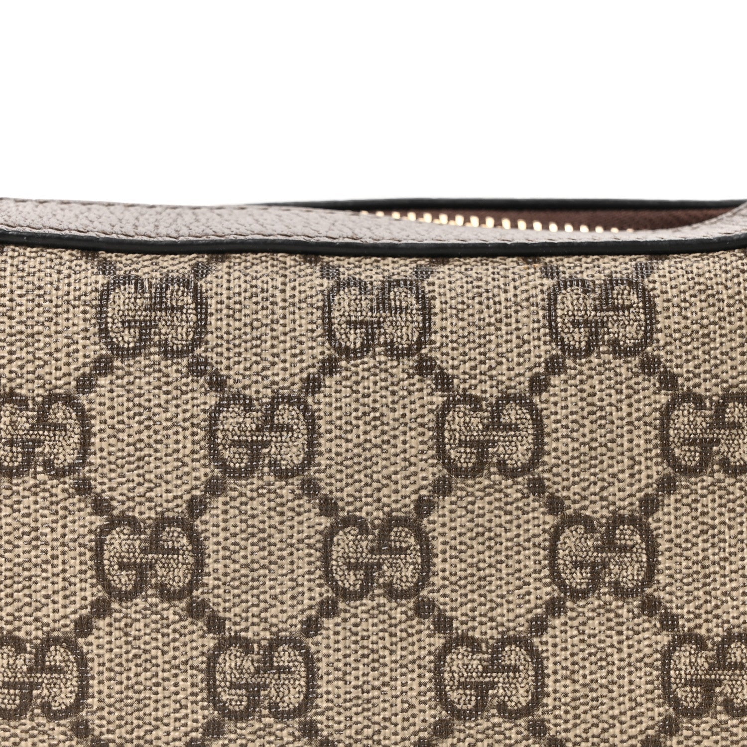 GG Supreme Monogram Textured Calfskin Web Mini Ophidia Half Moon Hobo Beige Ebony New Acero