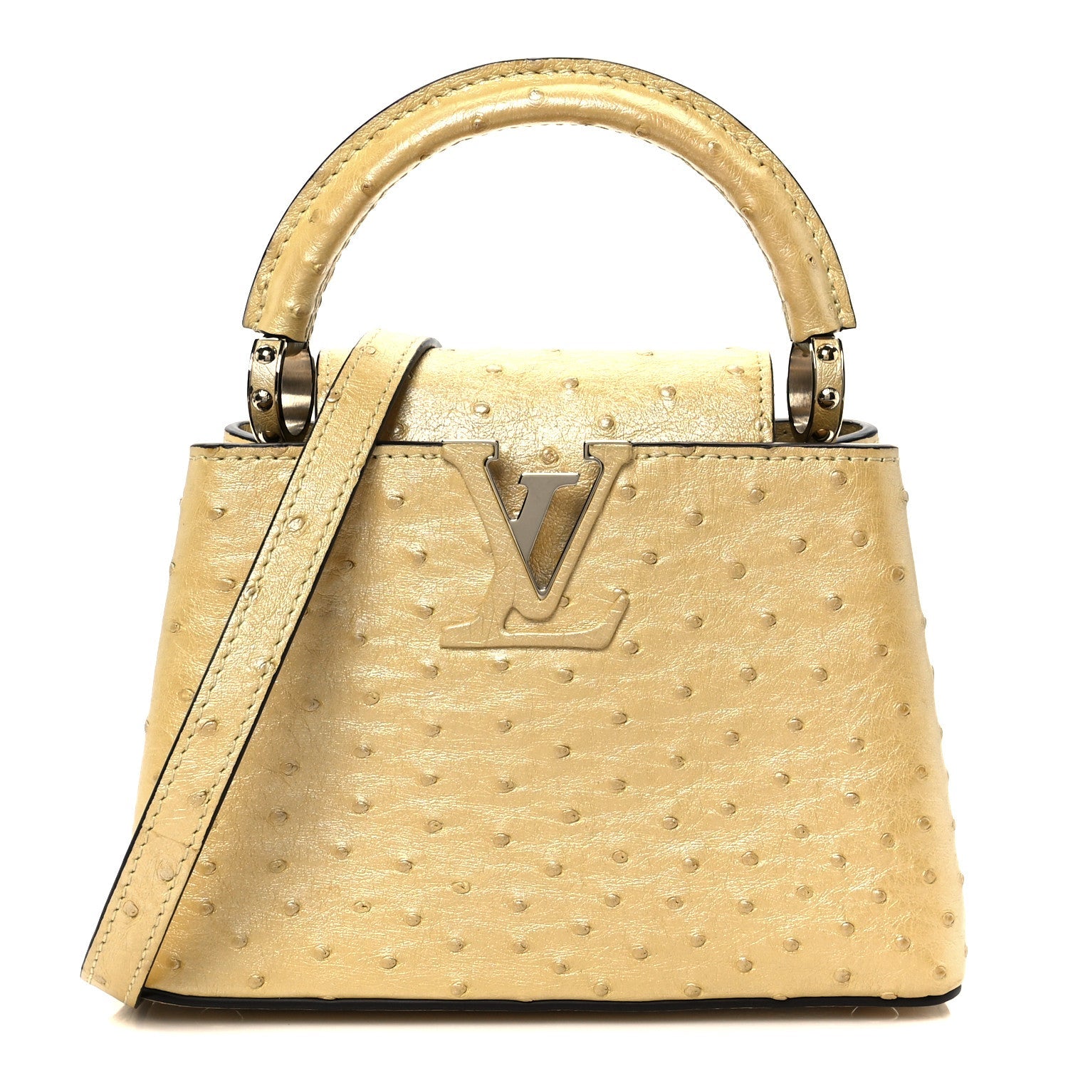 Iridescent Ostrich Capucines Mini Yellow