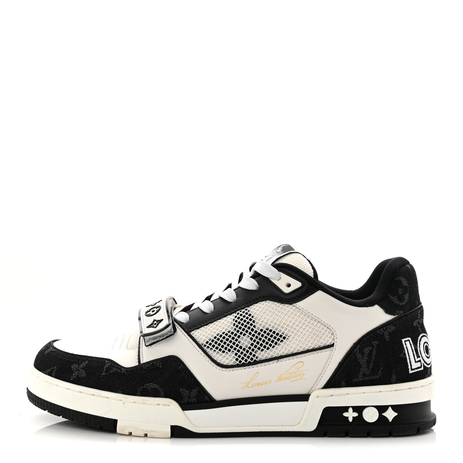 Denim Mens LV Calfskin Mesh Skate Sneaker 8 Black