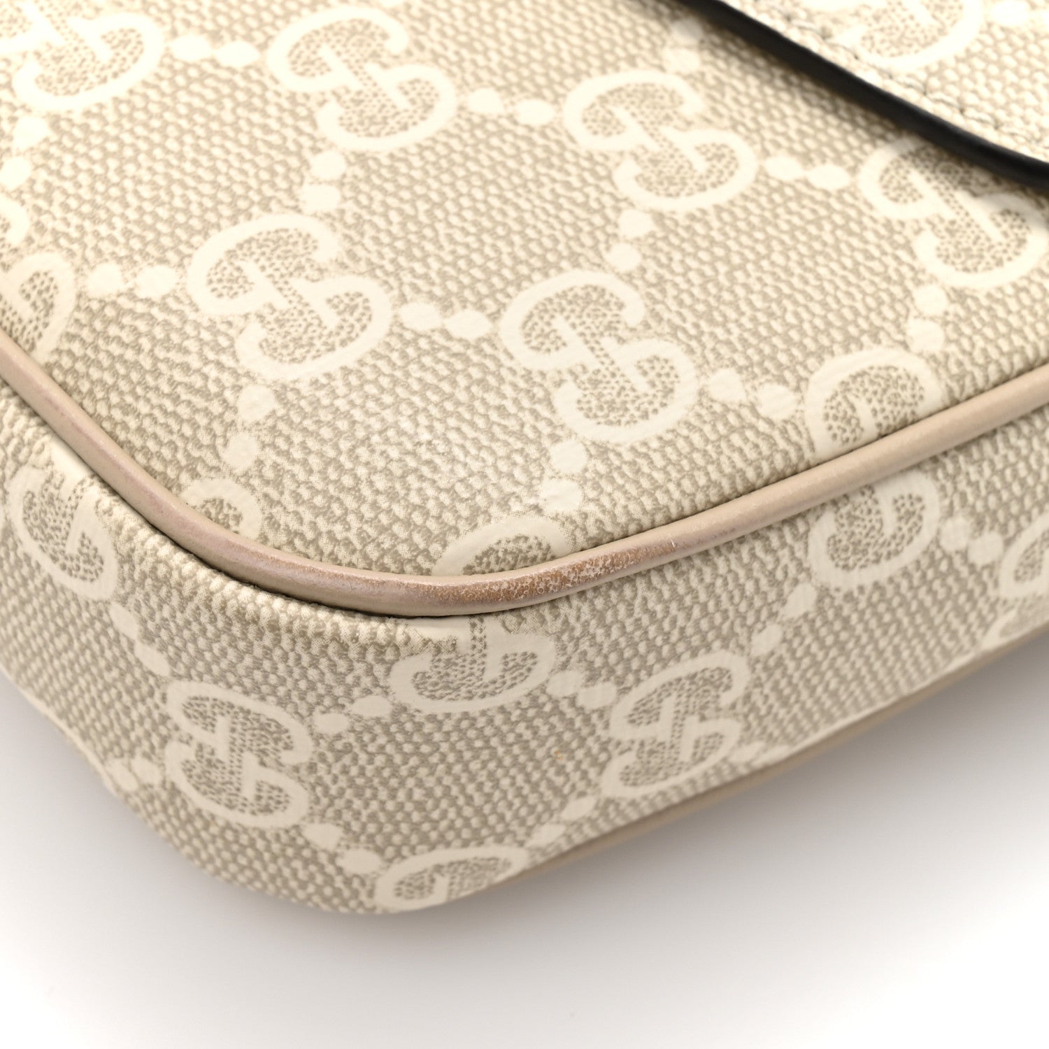 GG Supreme Monogram Textured Dollar Calfskin Web Mini Ophidia Envelope Shoulder Bag Beige Mystic White Oatmeal