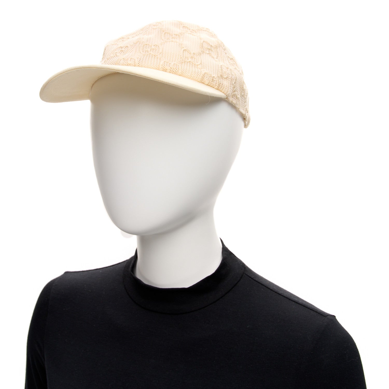 Mesh GG Monogram Shivali Baseball Hat XL Cream Ivory