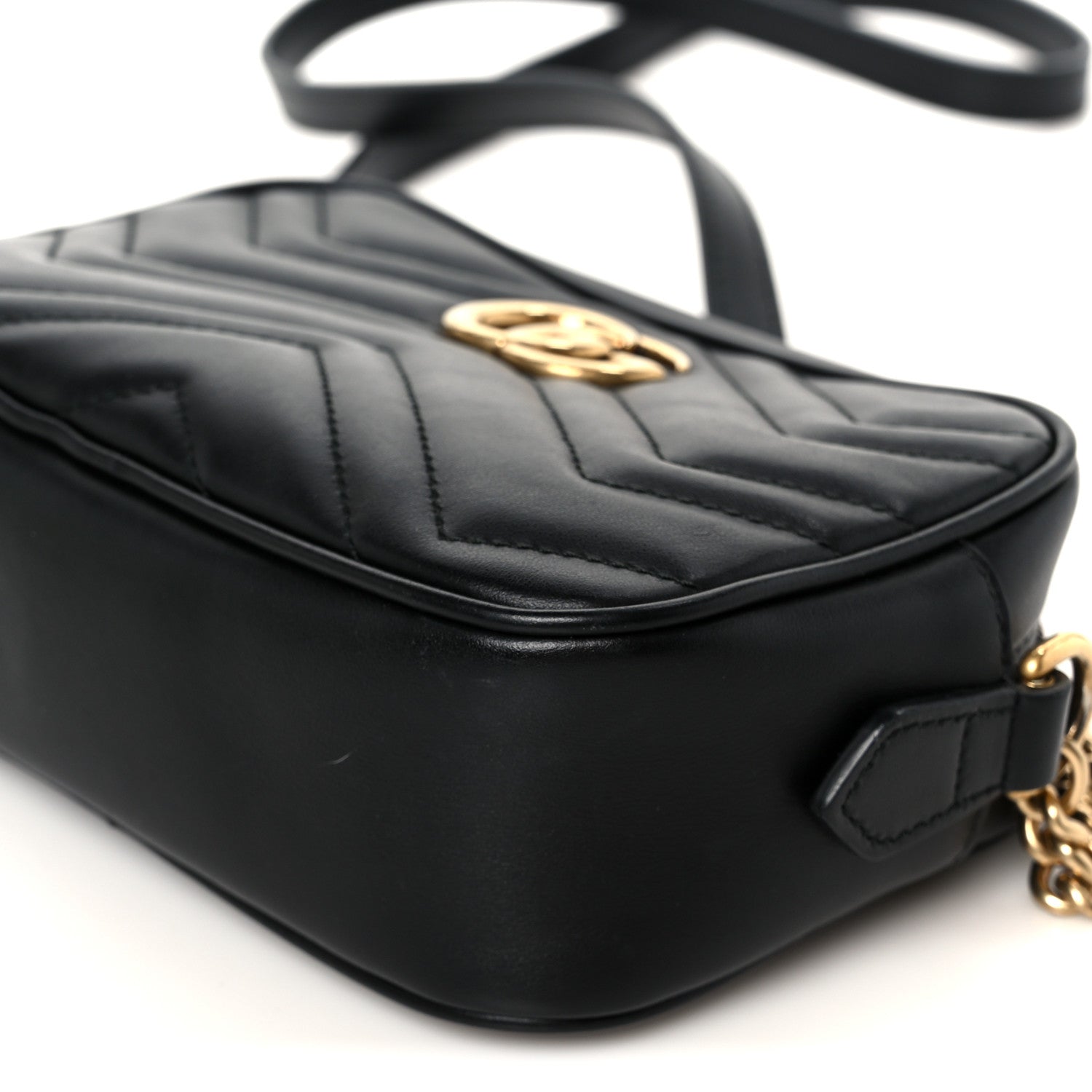 Calfskin Matelasse Mini GG Marmont Chain Shoulder Bag Black