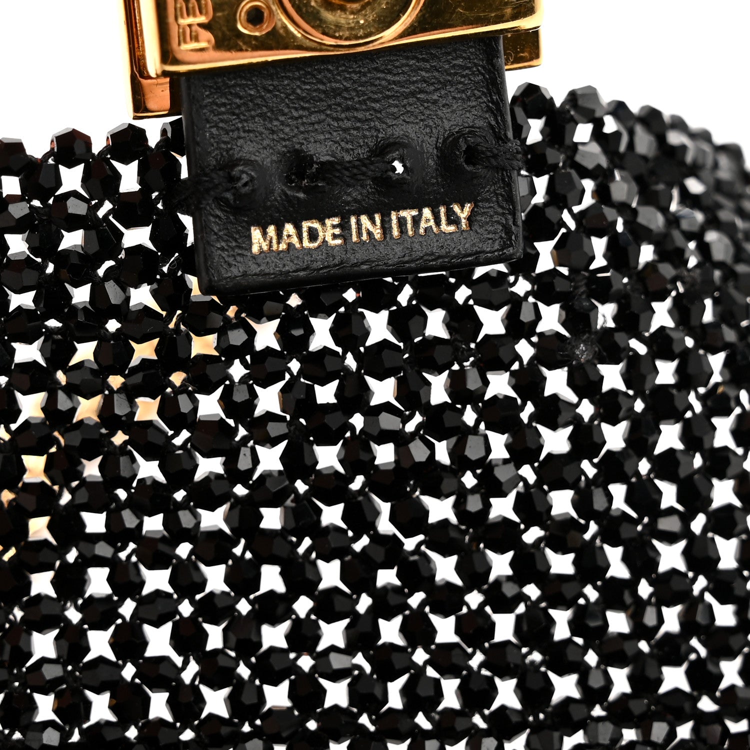 Crystal Vitello King Beaded Mini Pico Baguette Charm Black