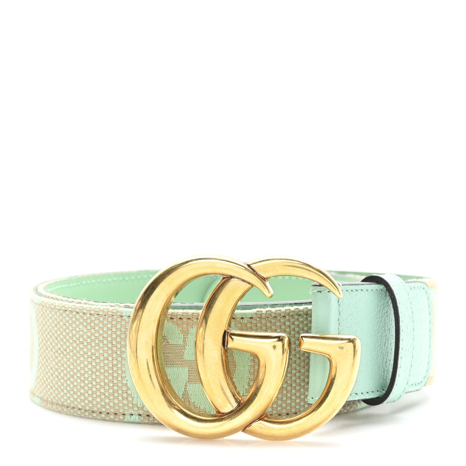 Monogram Jumbo GG Textured Dollar Calfskin Double G 40mm Belt 90 36 Mint Green