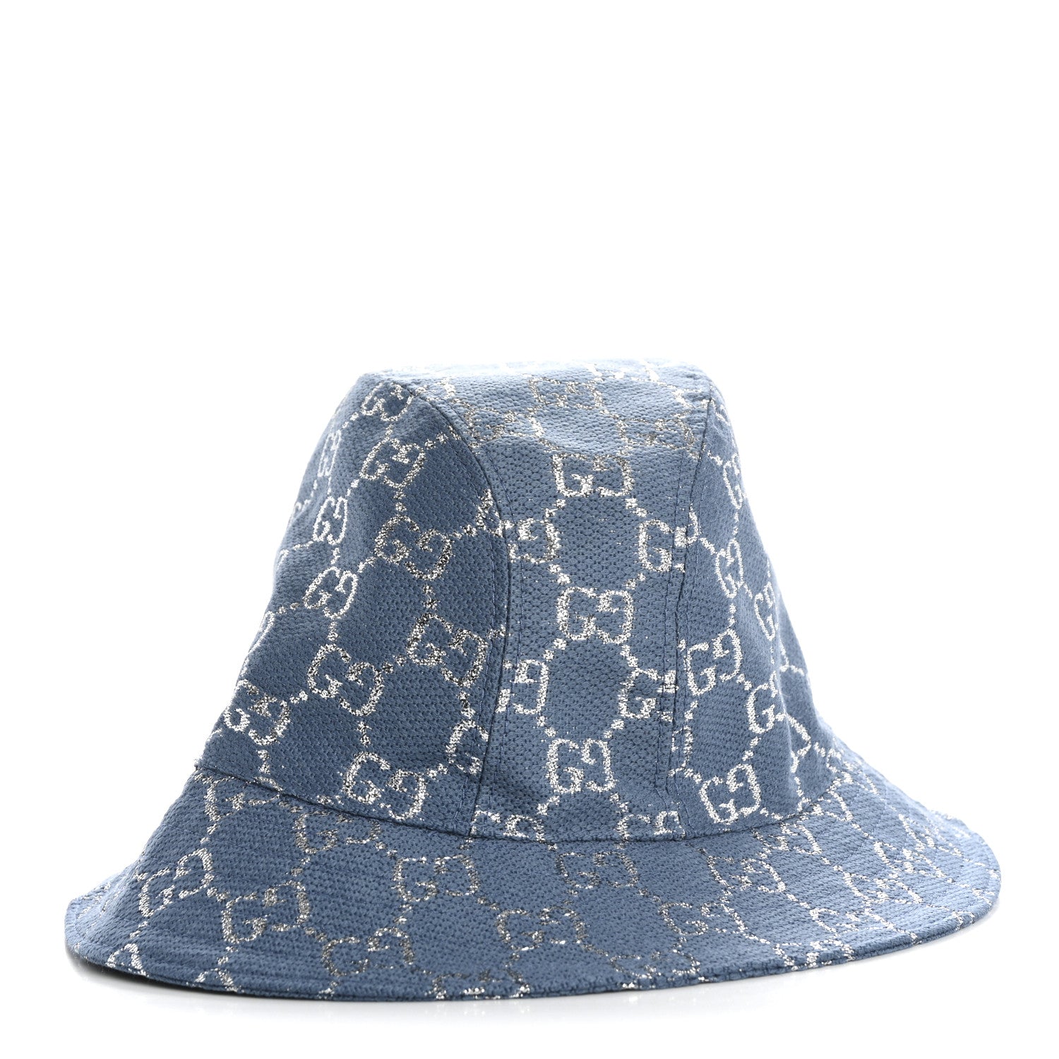 Canvas Lame GG Monogram Bucket Hat S Light Blue Silver