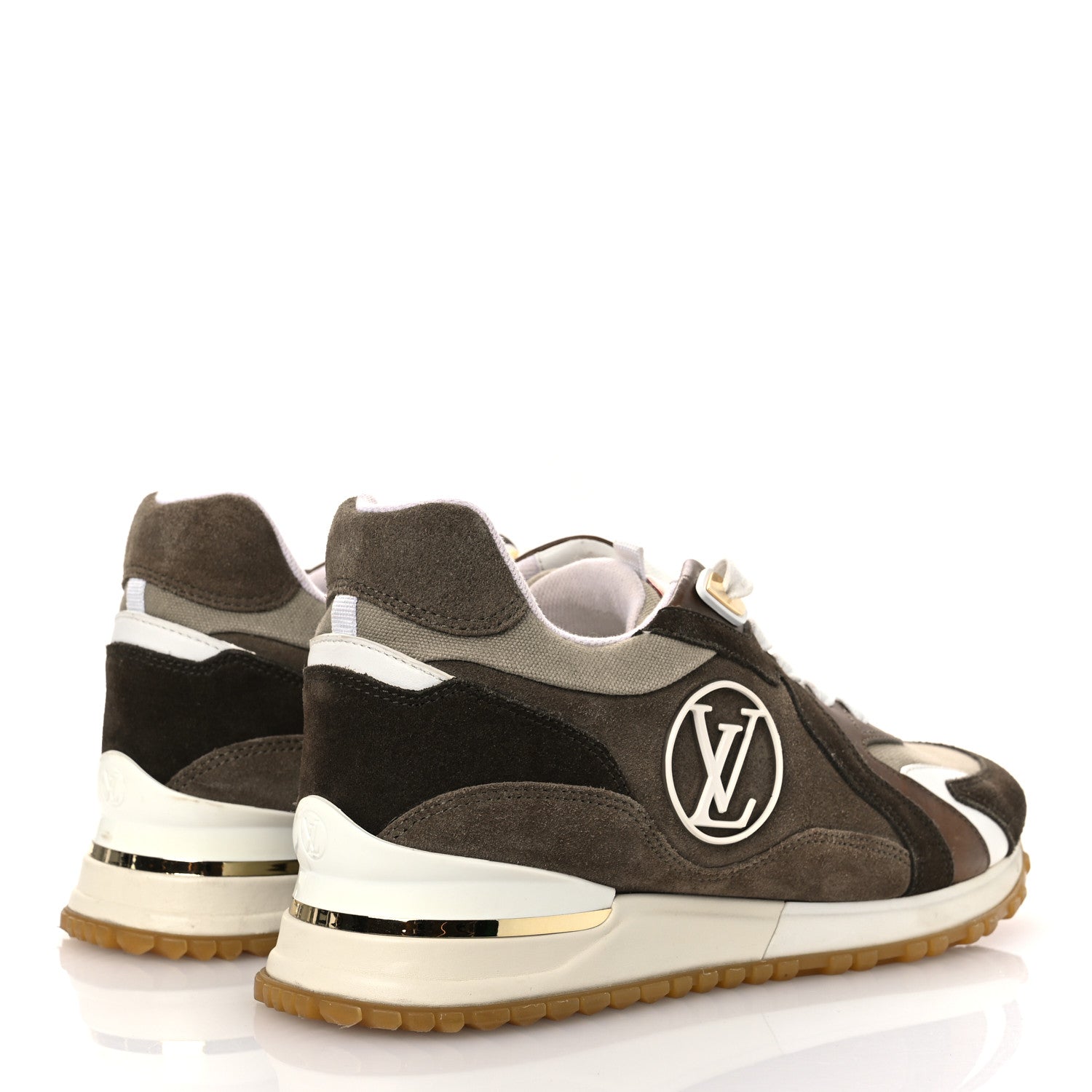 Calfskin Suede Run Away Sneakers 37.5 Kaki