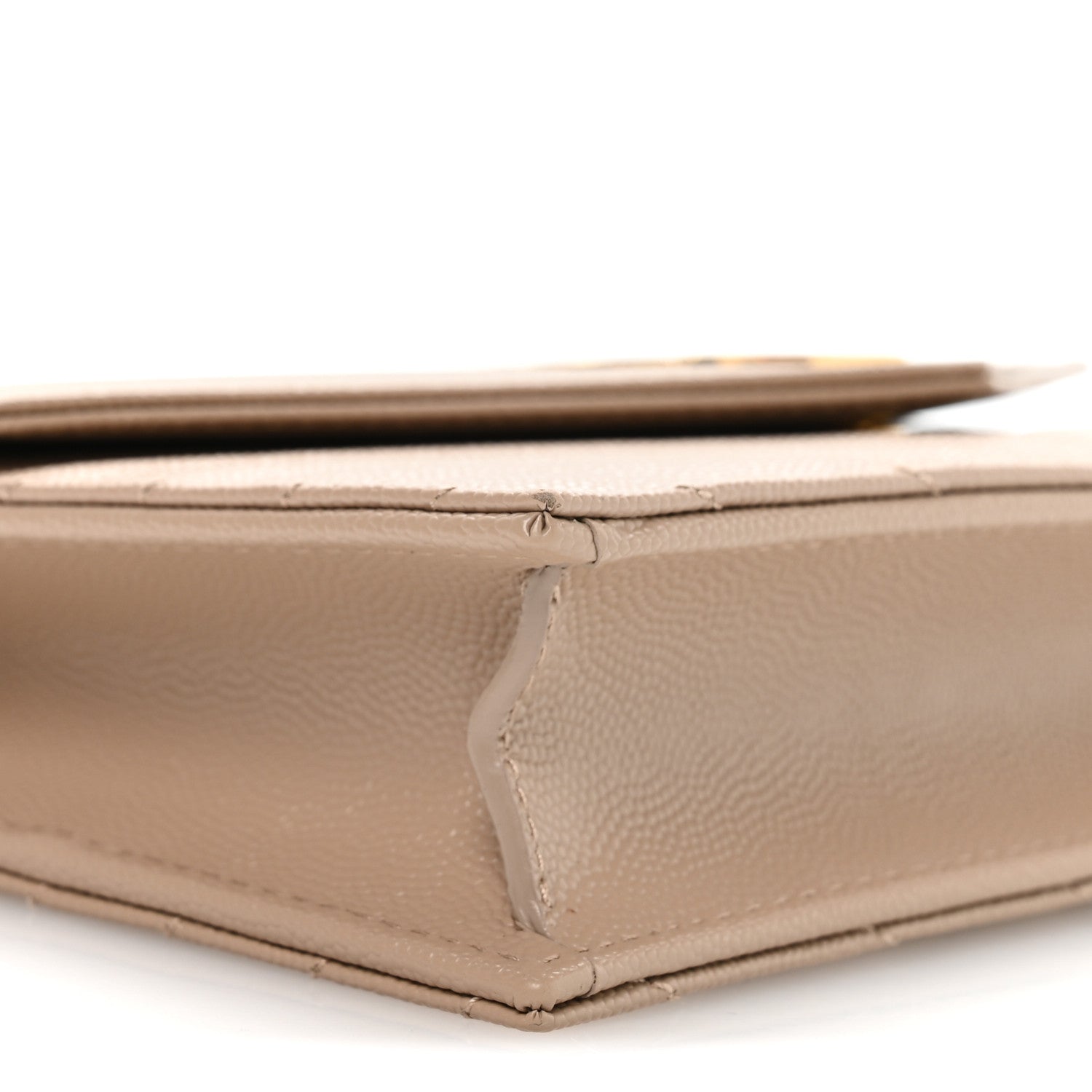 Grain De Poudre Matelasse Chevron Monogram Envelope Chain Wallet Dark Beige
