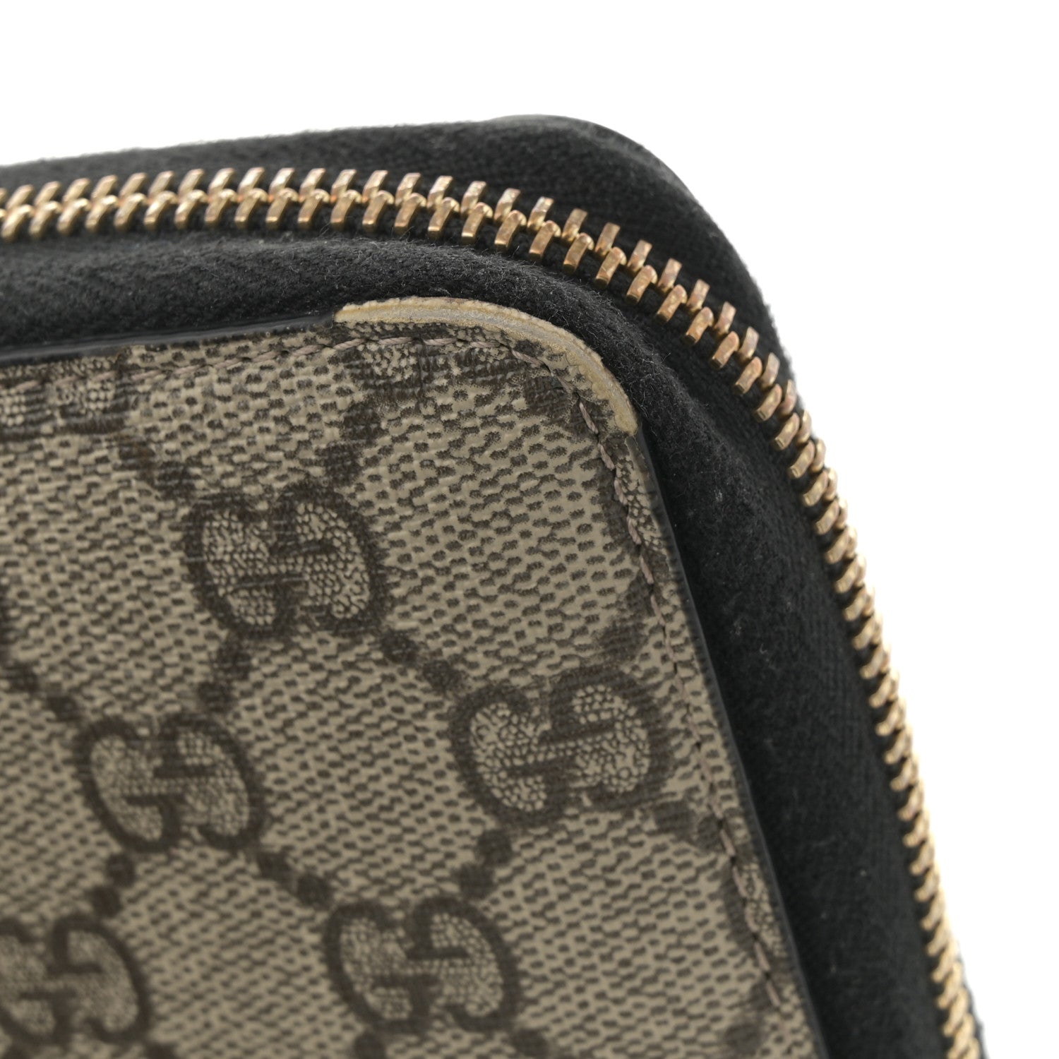 GG Supreme Monogram Top Handle Zip Around Wallet Black
