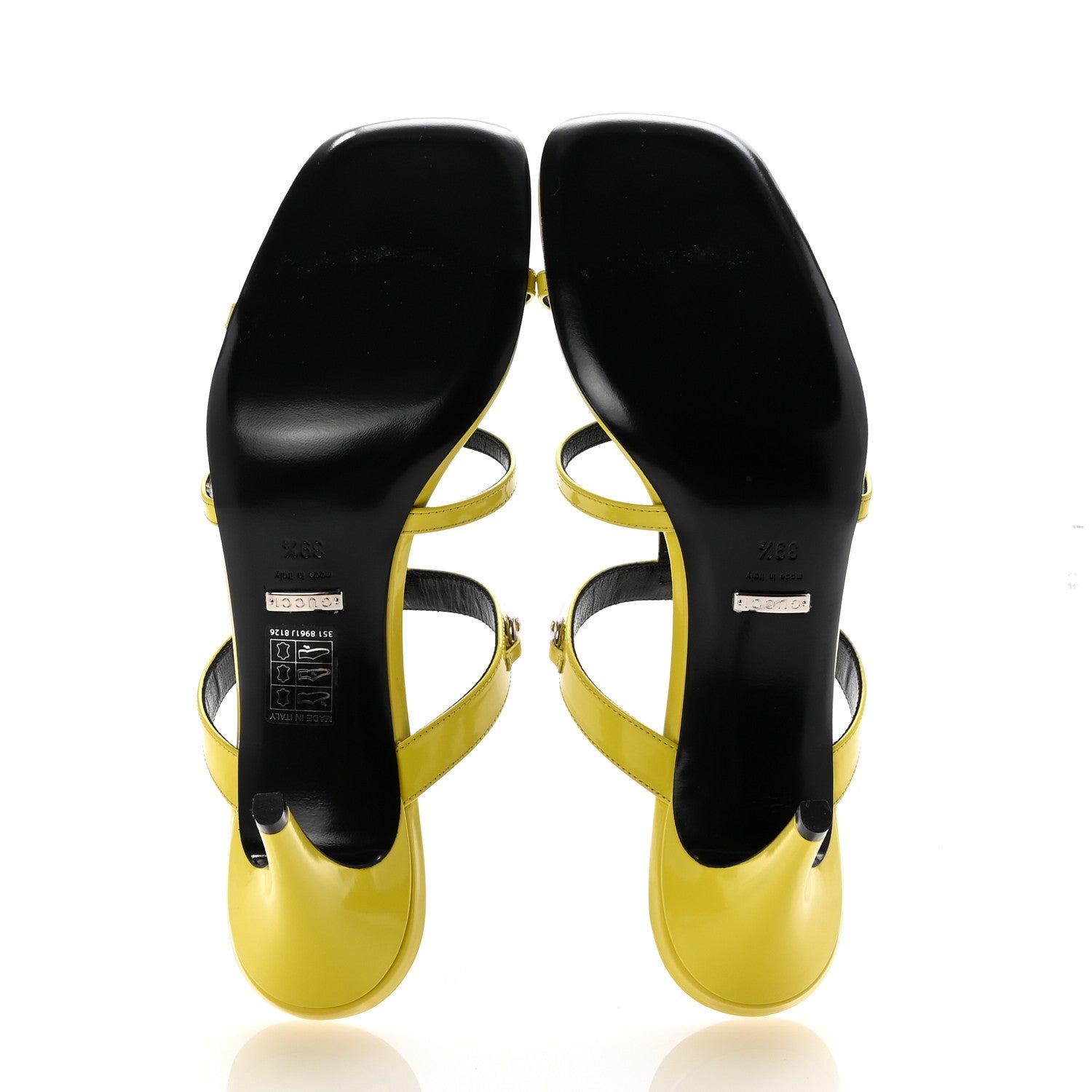 Patent Calfskin Horsebit Divine 75mm Slide Sandals 39.5 Acid Lime