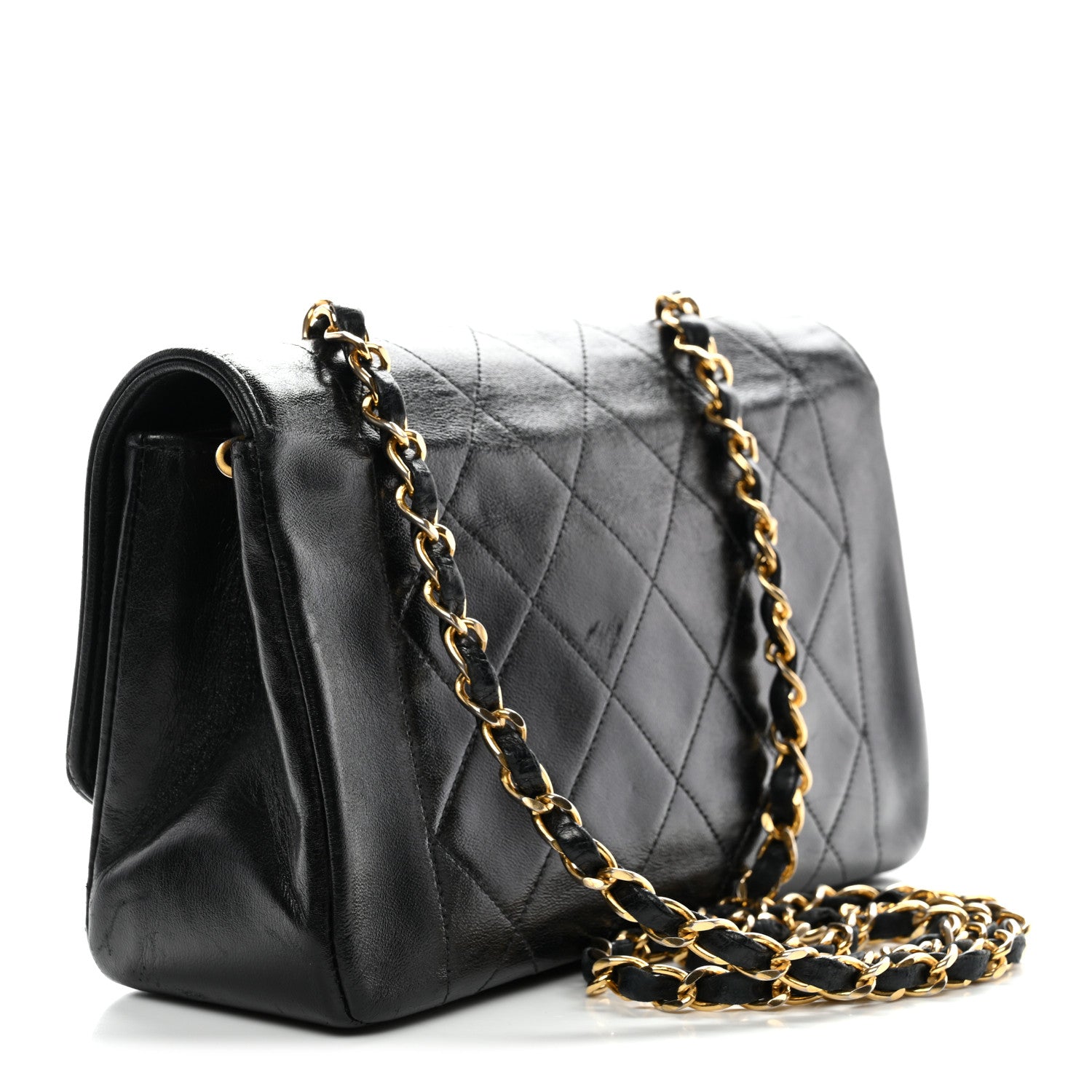 Lambskin Quilted Small Single Flap Black