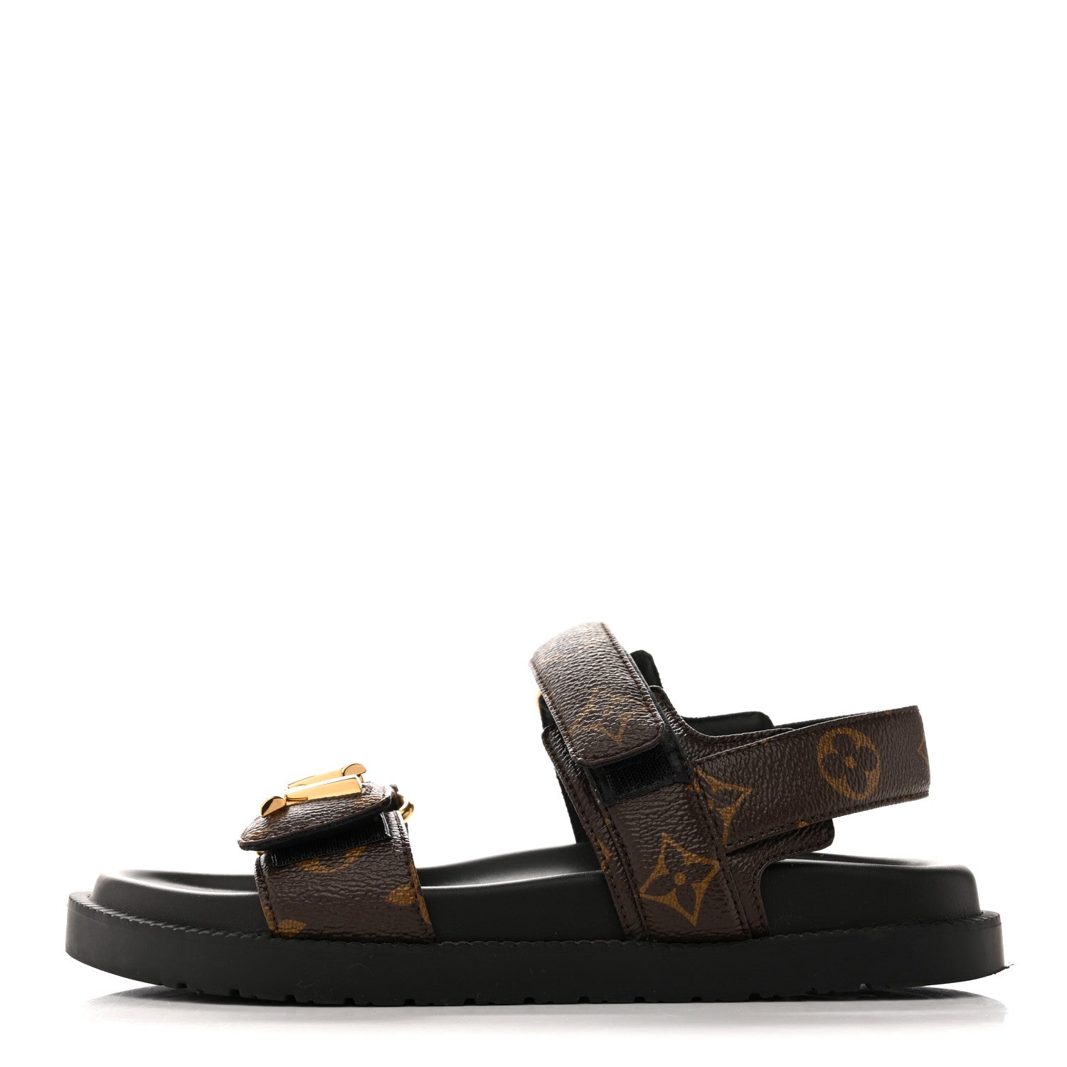 Monogram LV Sunset Comfort Flat Sandals 35 Cacao Brown