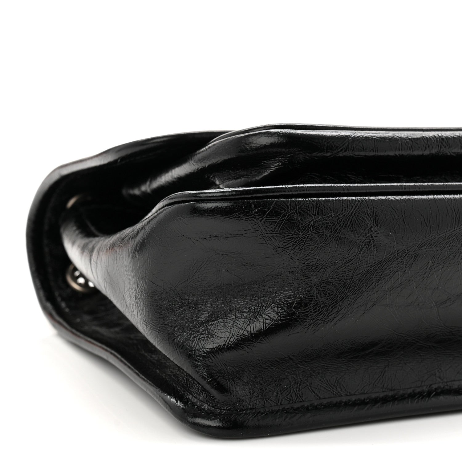 Crinkled Calfskin Matelasse Monogram Baby Niki Chain Satchel Black