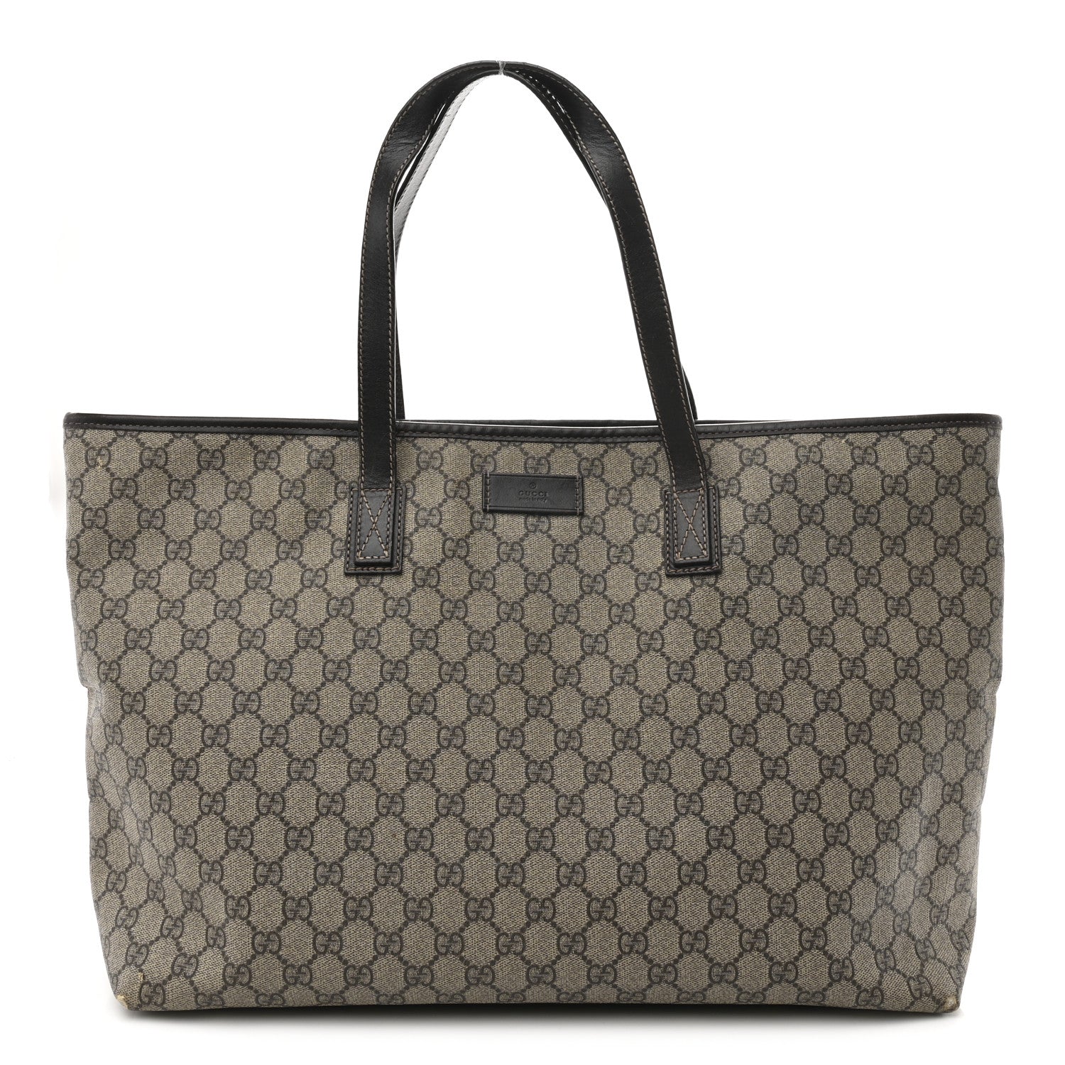 GG Supreme Monogram Large Zippered Shopping Tote Dark Brown