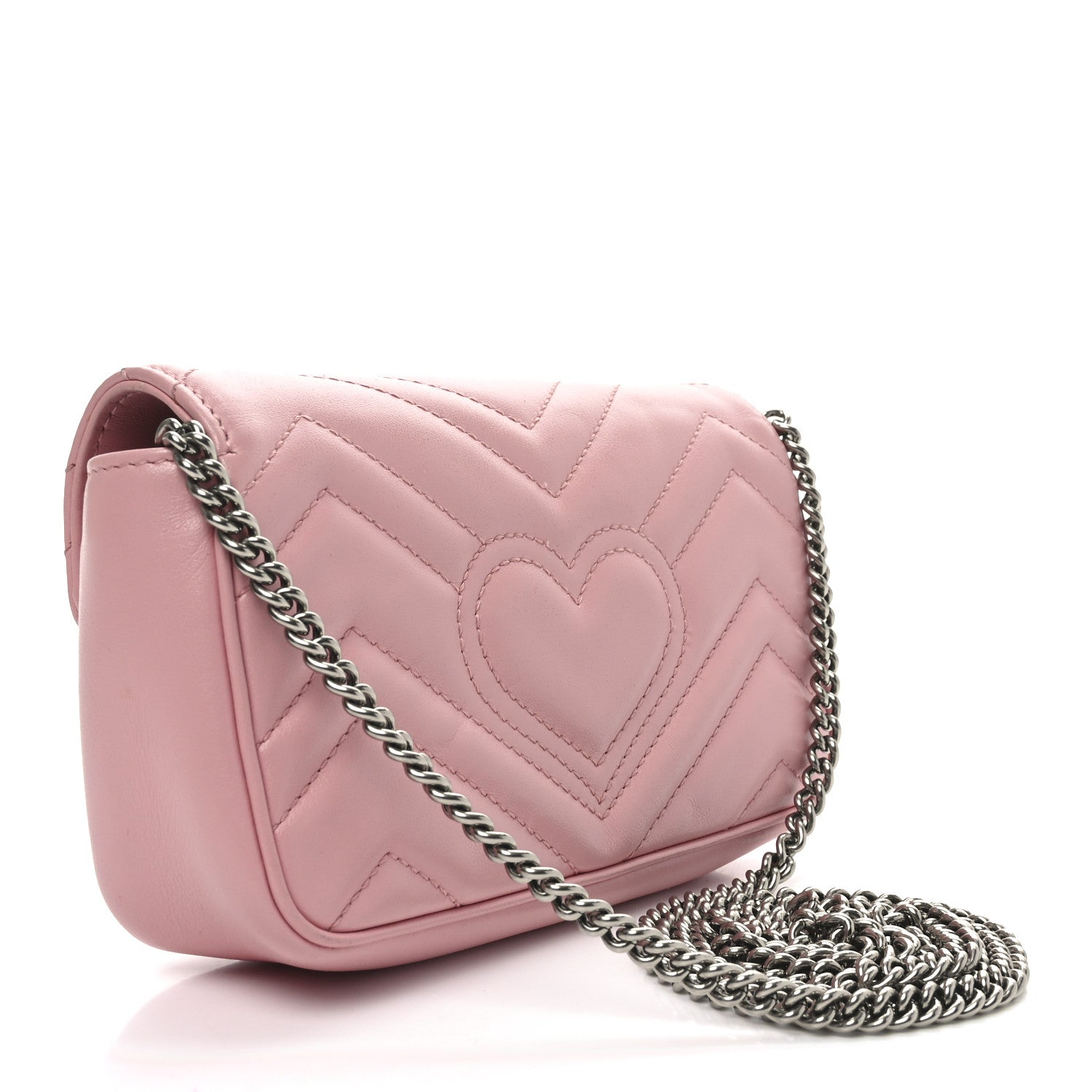 Calfskin Matelasse Super Mini GG Marmont Shoulder Bag Wild Rose