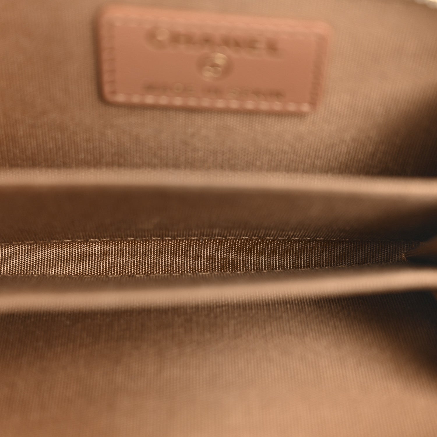 Lambskin Quilted Chanel 19 Zip Around Coin Purse Wallet Brown