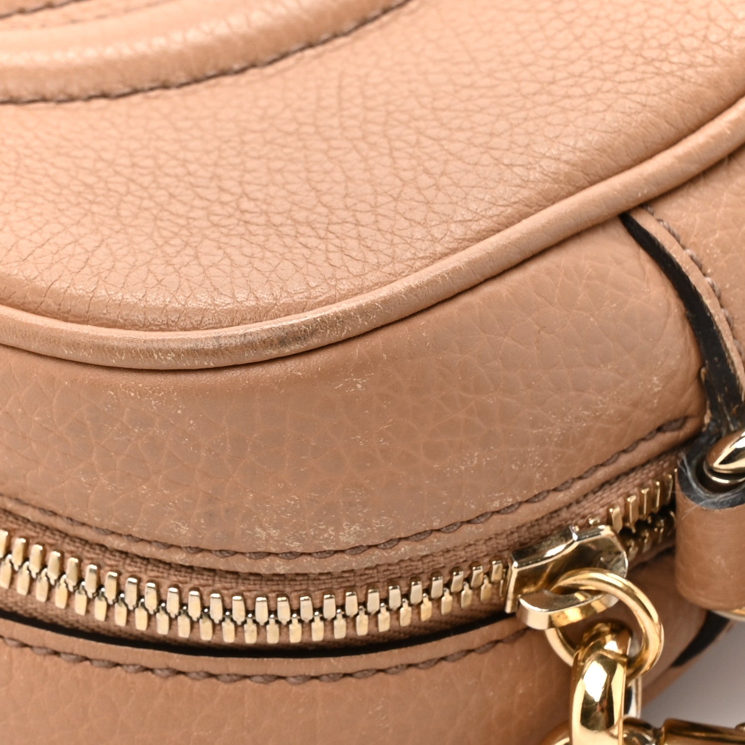 Pebbled Calfskin Small Soho Disco Bag Rose Beige