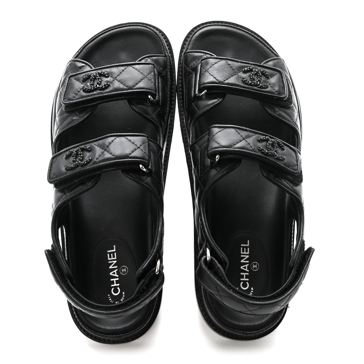 Lambskin Velcro Dad Sandals 38.5 Black