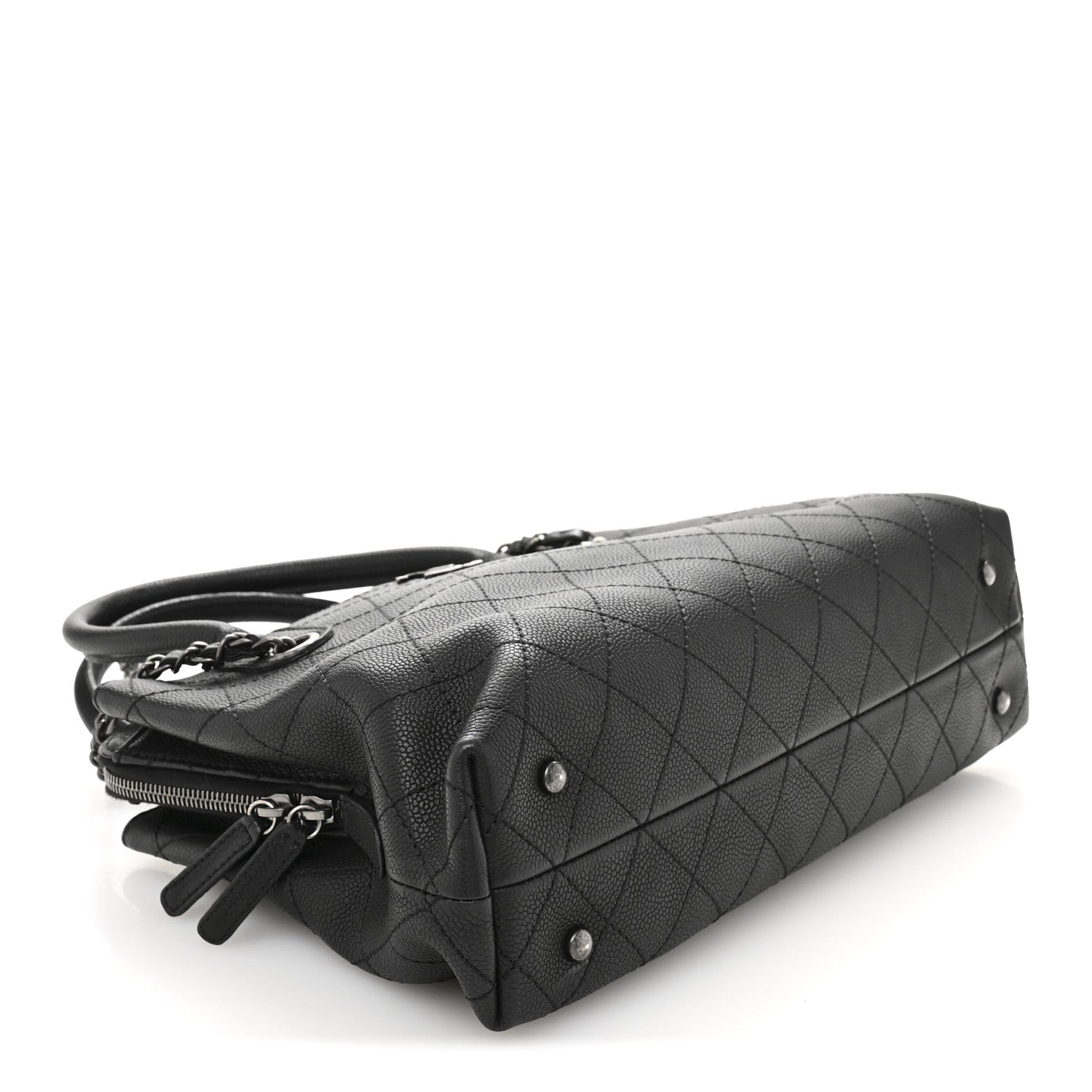 Grained Vegetal Calfskin Small Urban Shopping Tote Black