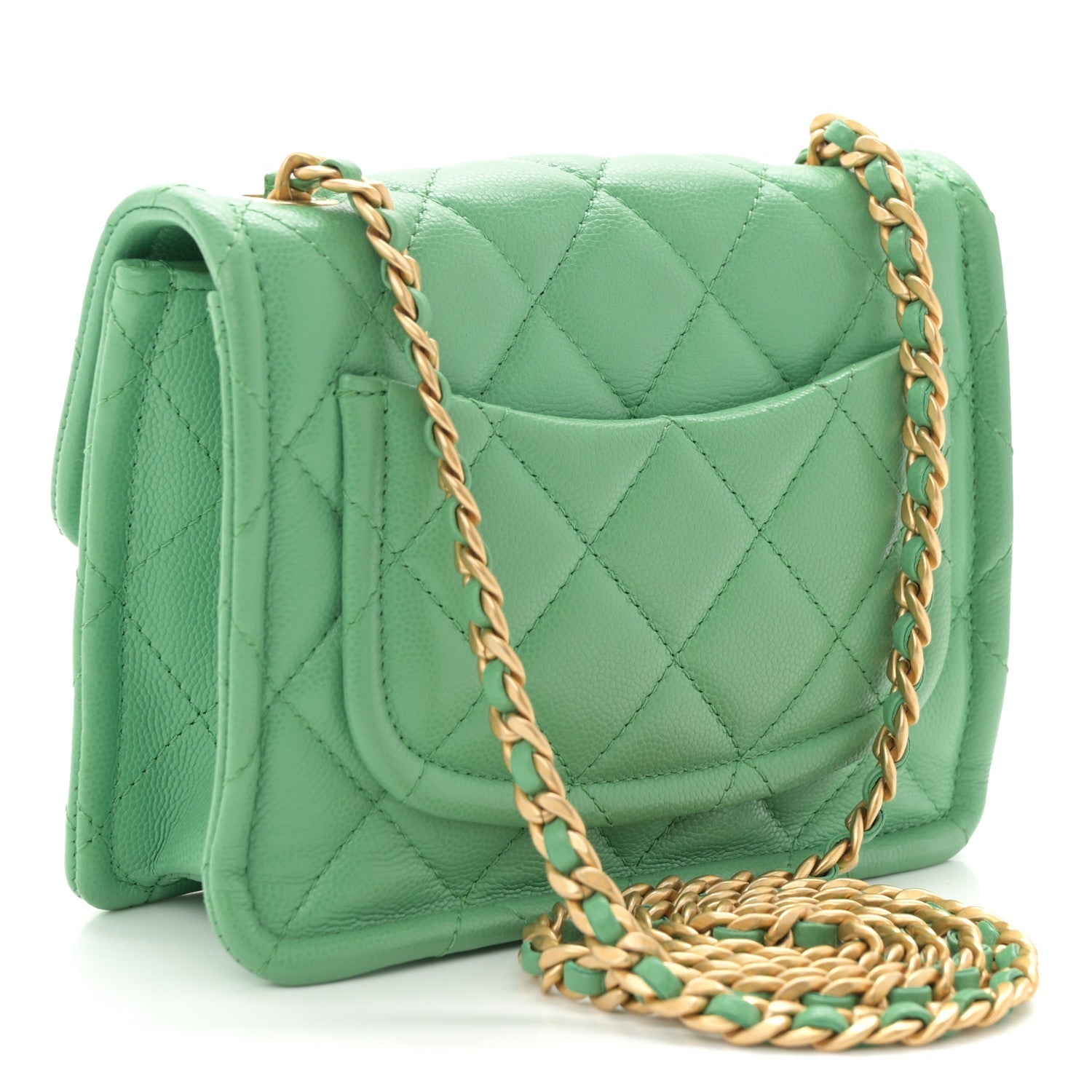 Caviar Quilted Mini Sweet Classic Flap Green