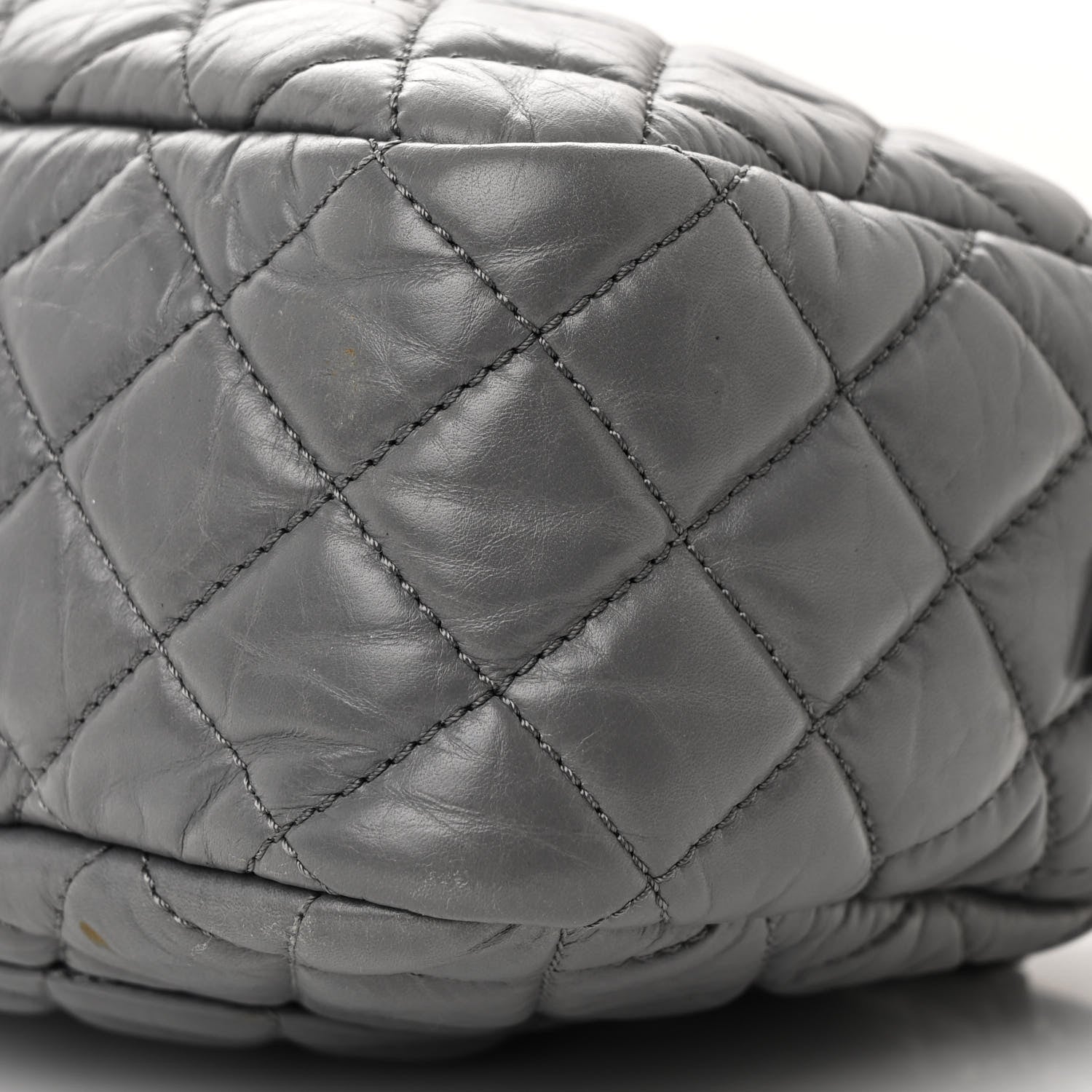 Aged Calfskin Quilted Medium Reissue Camera Case Grey