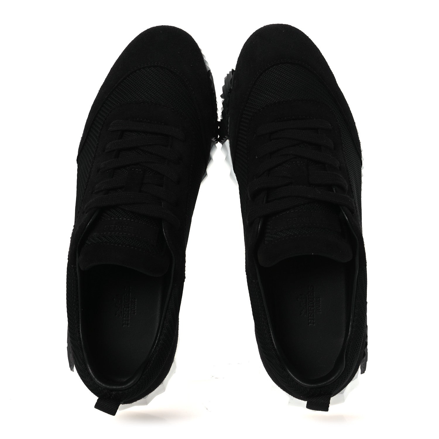 Textured Mesh Suede Goatskin Bouncing Sneakers 40 Black