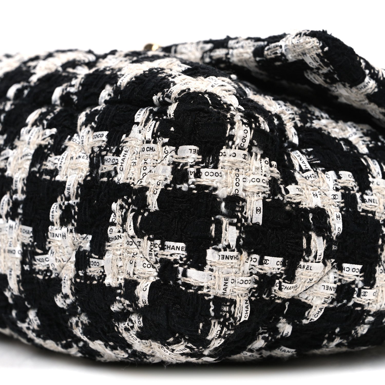 Tweed Quilted Large Chanel 19 Flap Black Ecru White