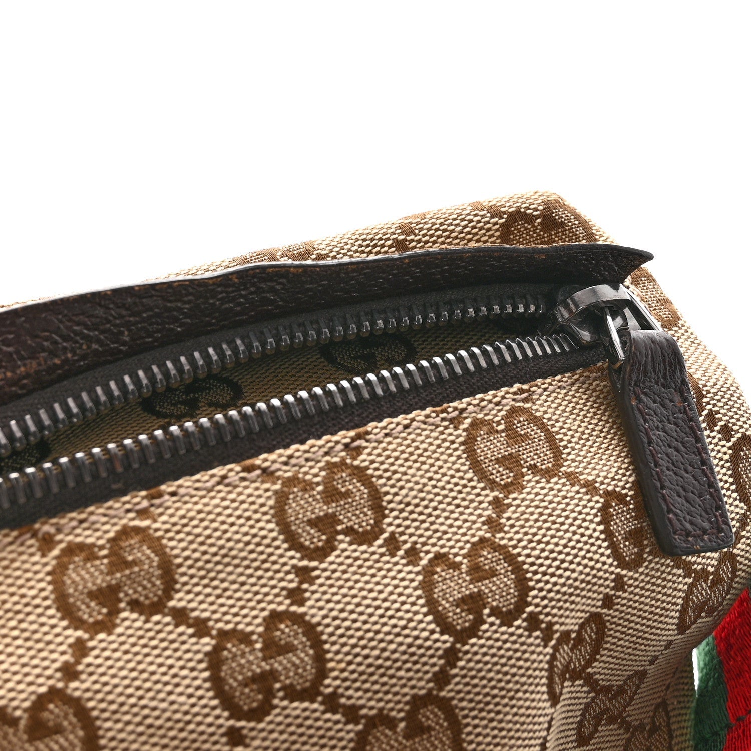 GG Monogram Double Pocket Belt Bag Dark Brown