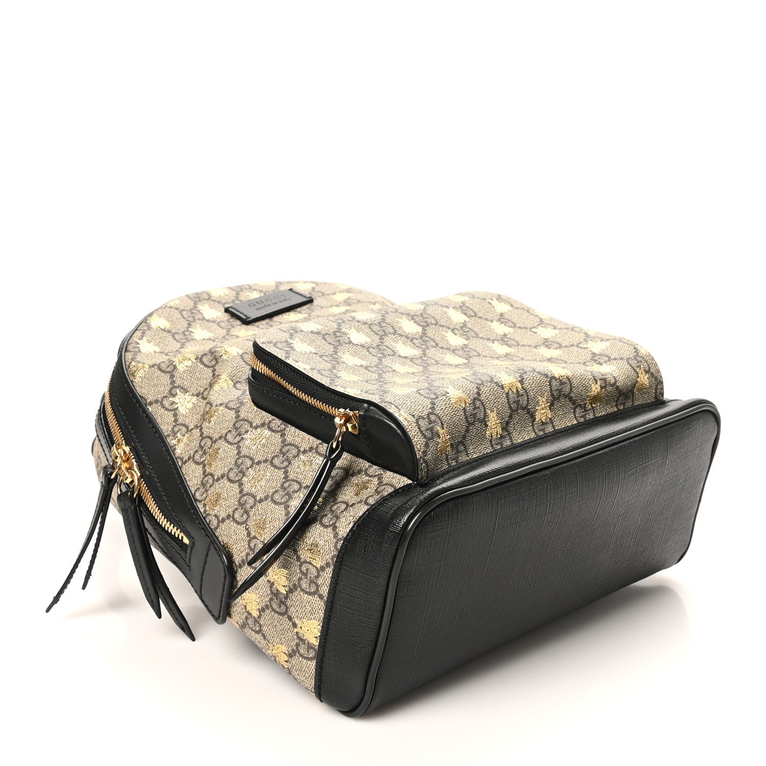 GG Supreme Monogram Bees Print Small Day Backpack Beige Oro Black