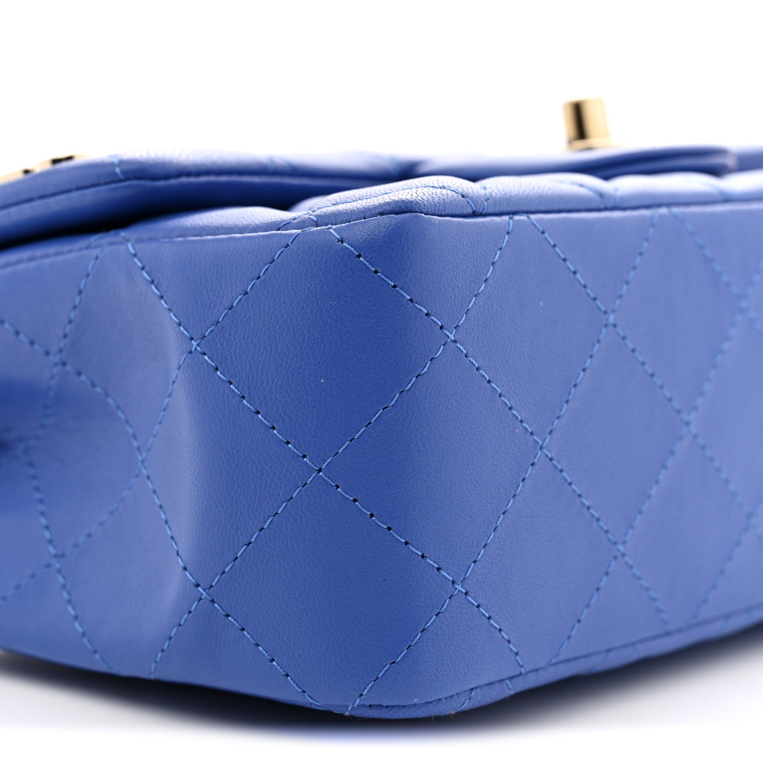 Lambskin Quilted Mini Hollywood Charms Rectangular Flap Blue