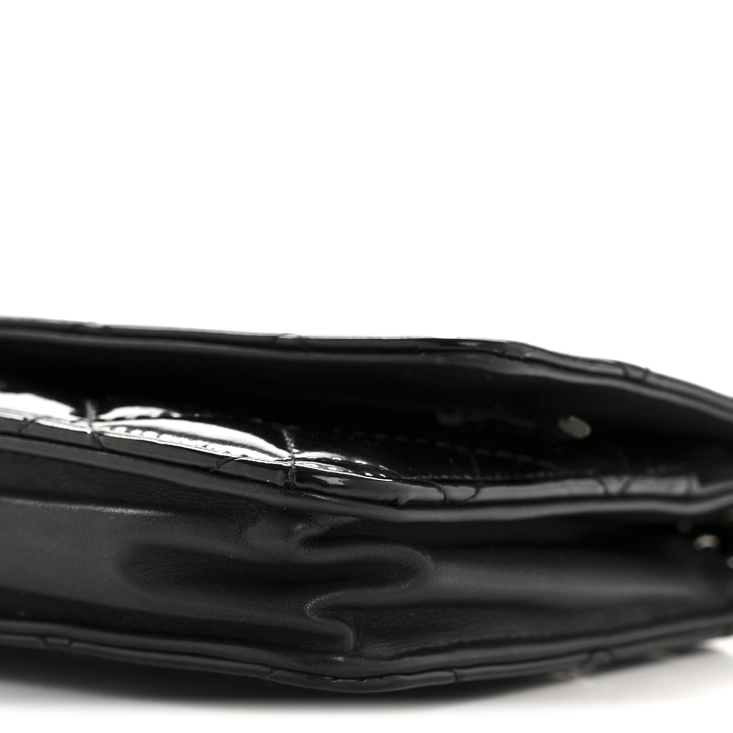 Patent Quilted Wallet On Chain WOC Black