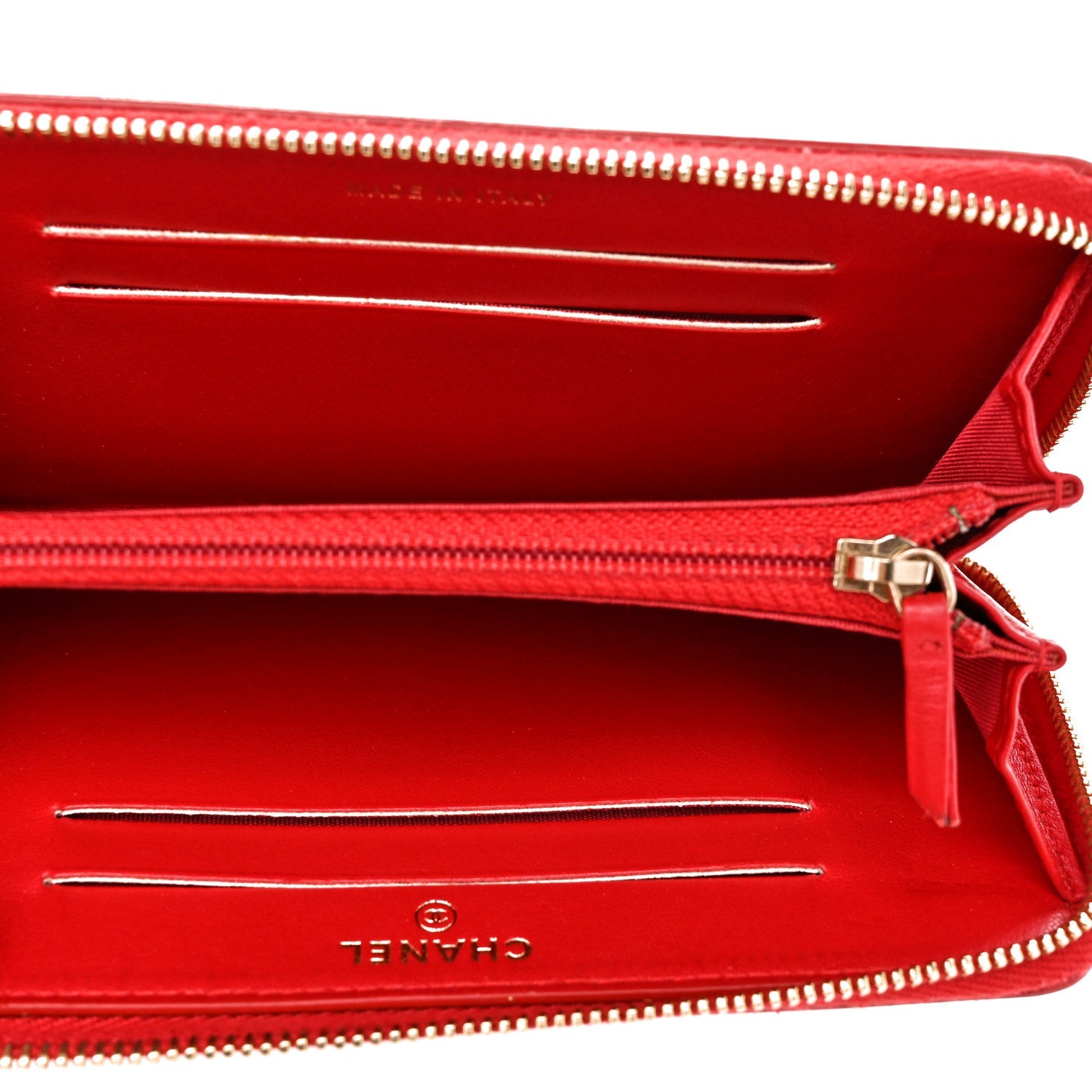 Caviar Quilted Medium Filigree Zip Around Wallet Dark Red