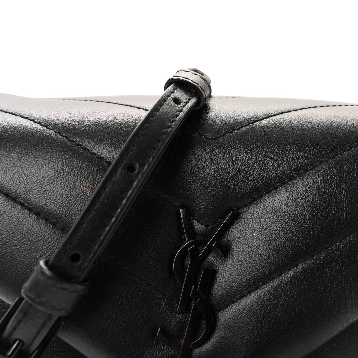 Calfskin Y Quilted Monogram Monochrome Toy Loulou Crossbody Bag Black