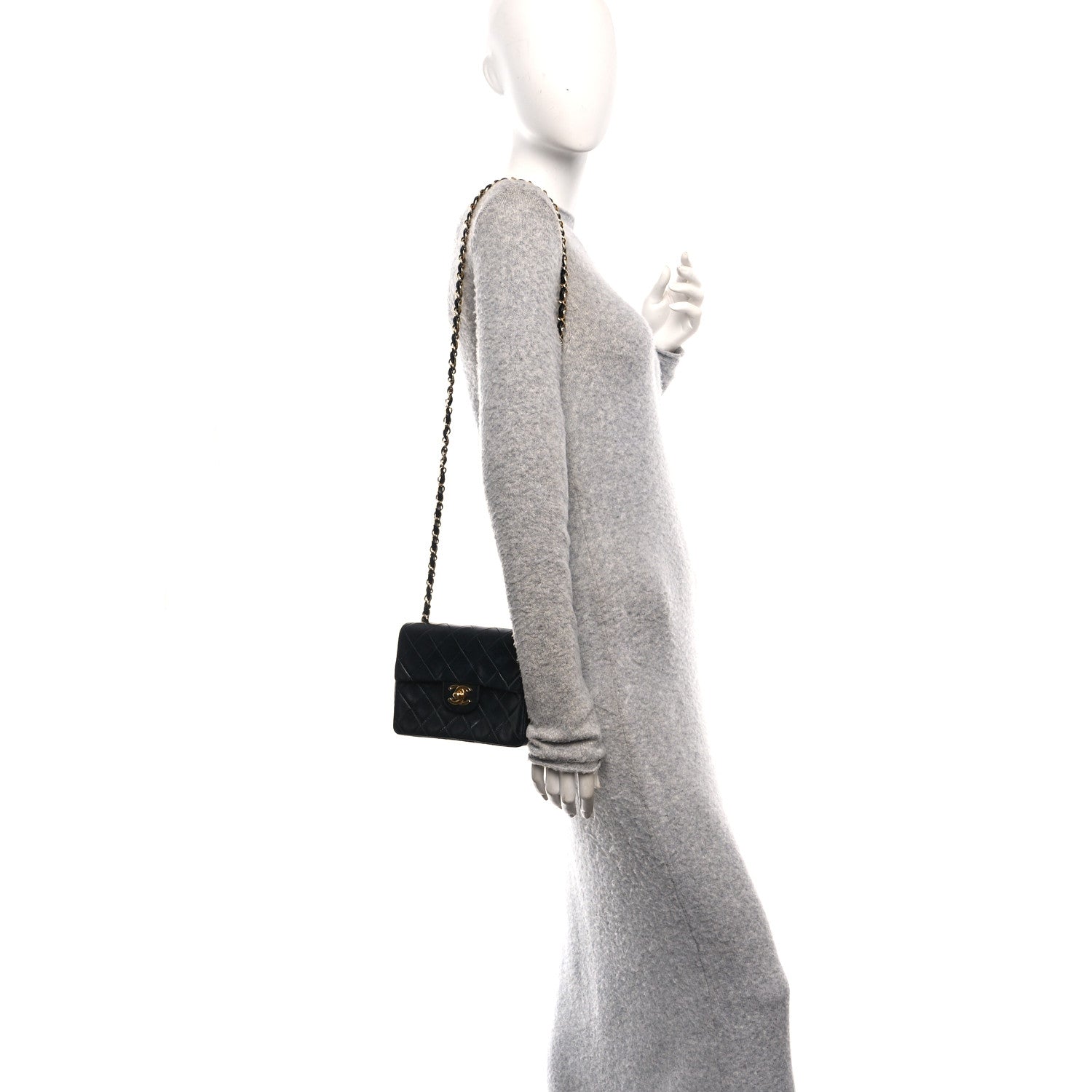 Lambskin Quilted Mini Square Flap Black