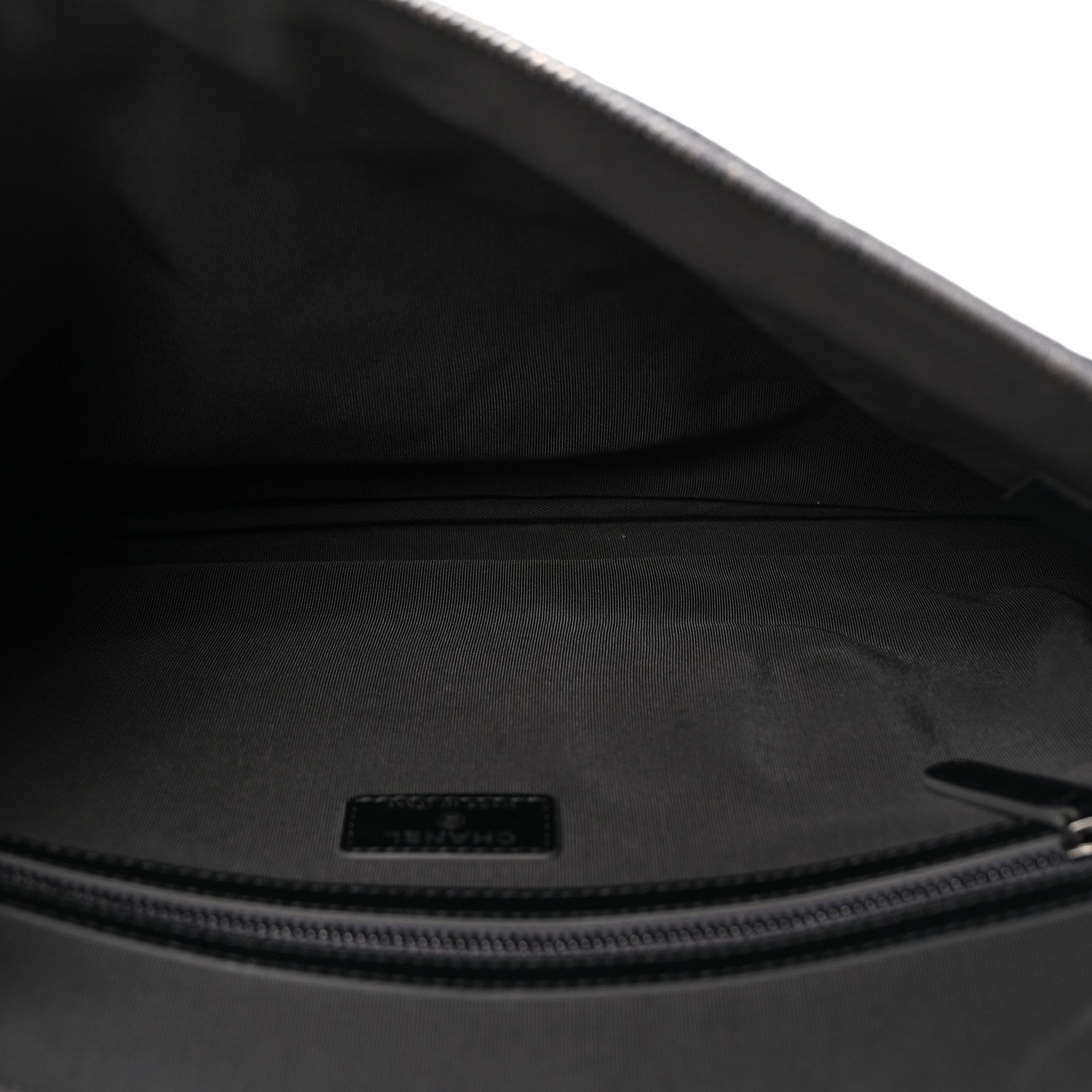 Aged Calfskin Quilted Large Tassel Cosmetic Case Dark Grey