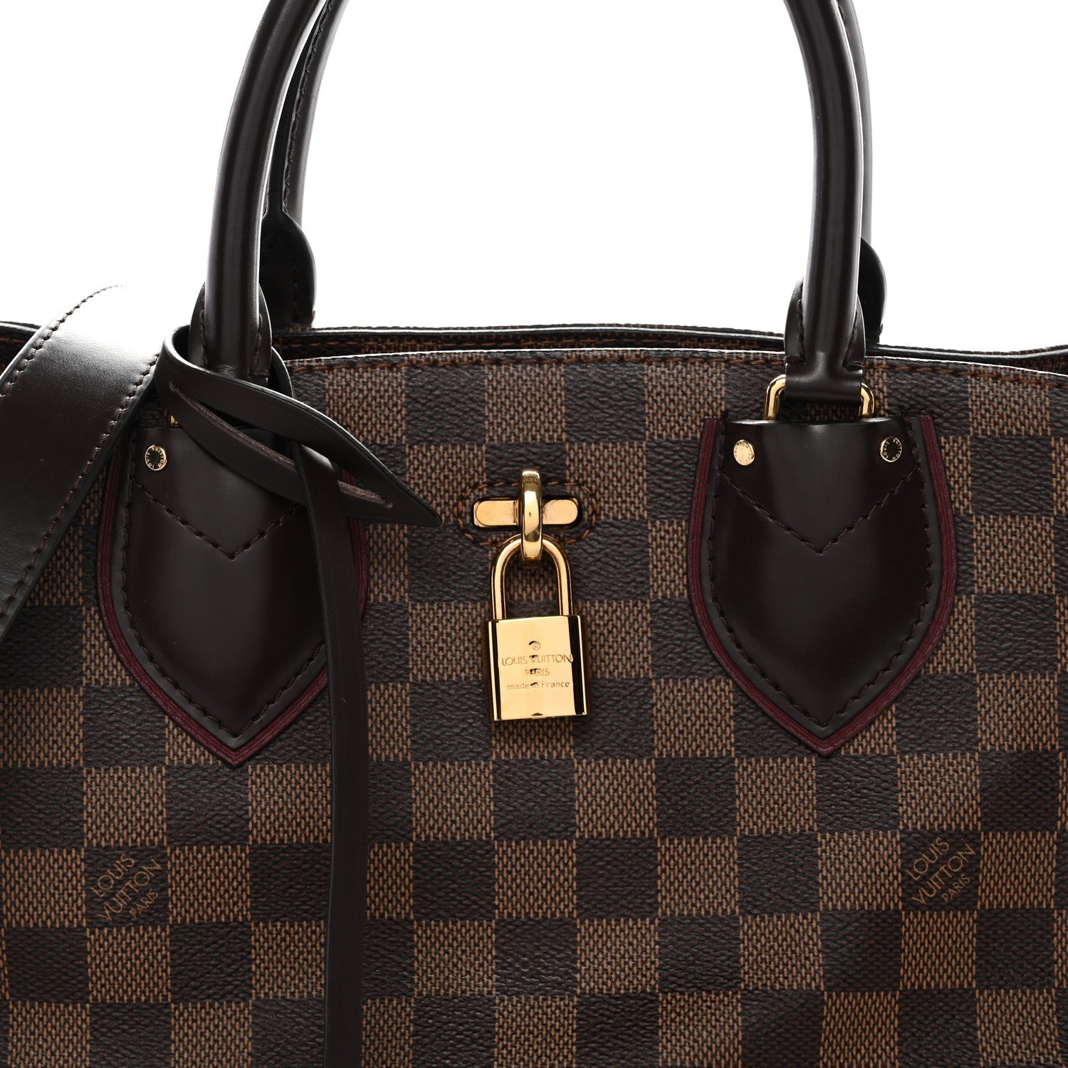 Cuir Taurillon Damier Ebene Normandy Bordeaux