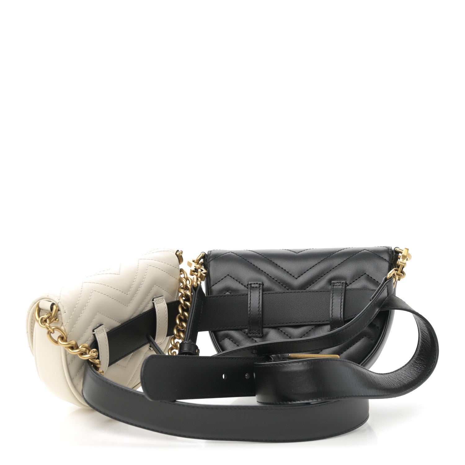 Calfskin Matelasse GG Marmont Belt Bag Set 100 40 Black Mystic White