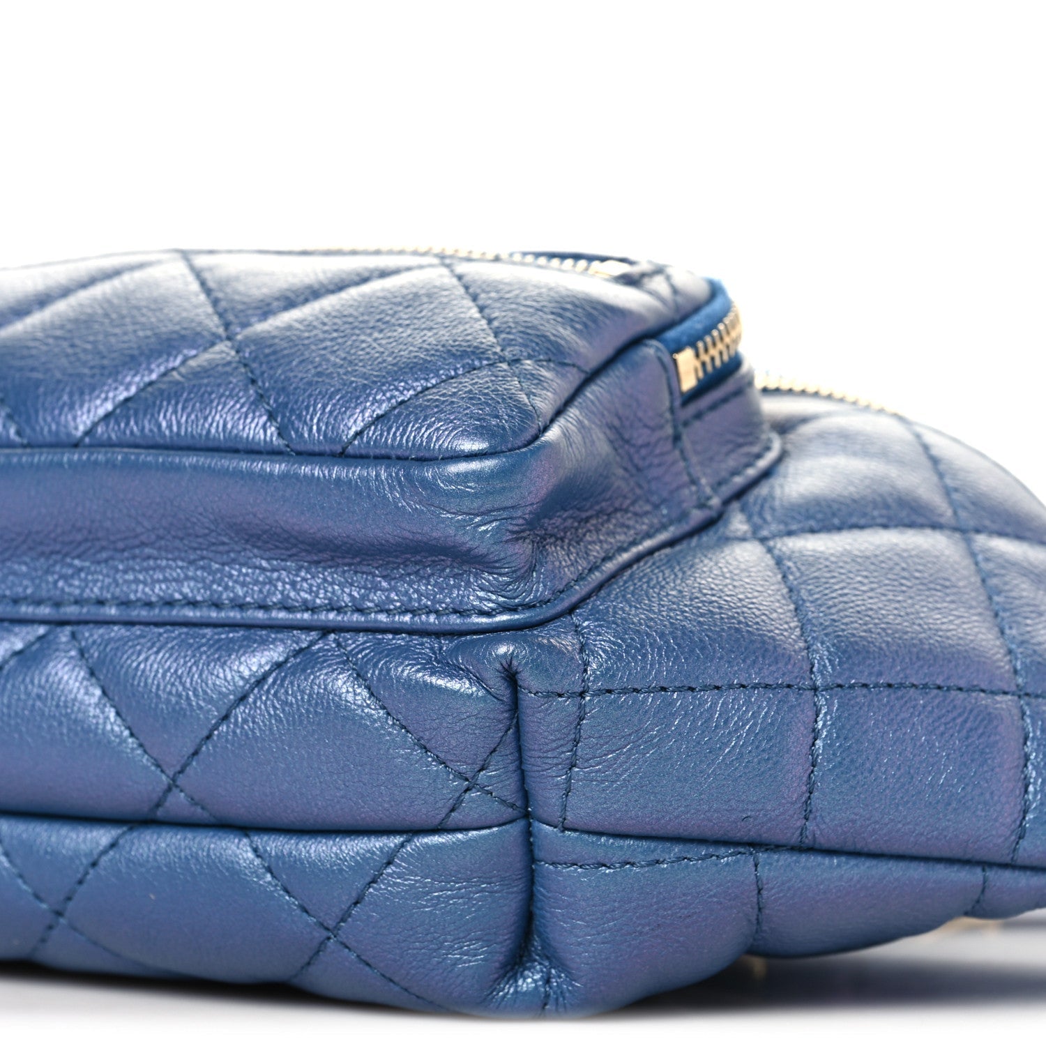 Iridescent Calfskin Quilted All About Waist Belt Bag Dark Blue