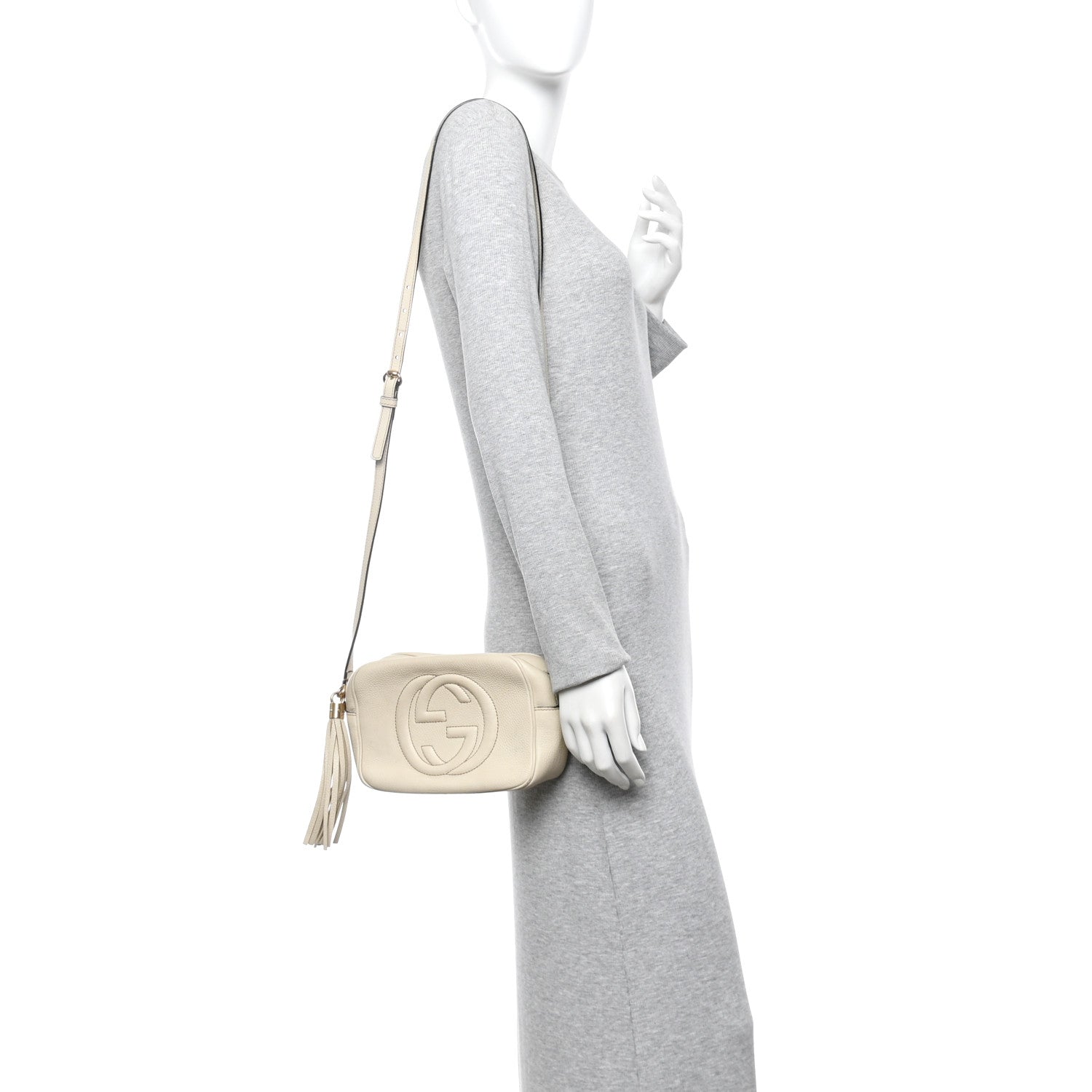 Pebbled Calfskin Small Soho Disco Bag Off White