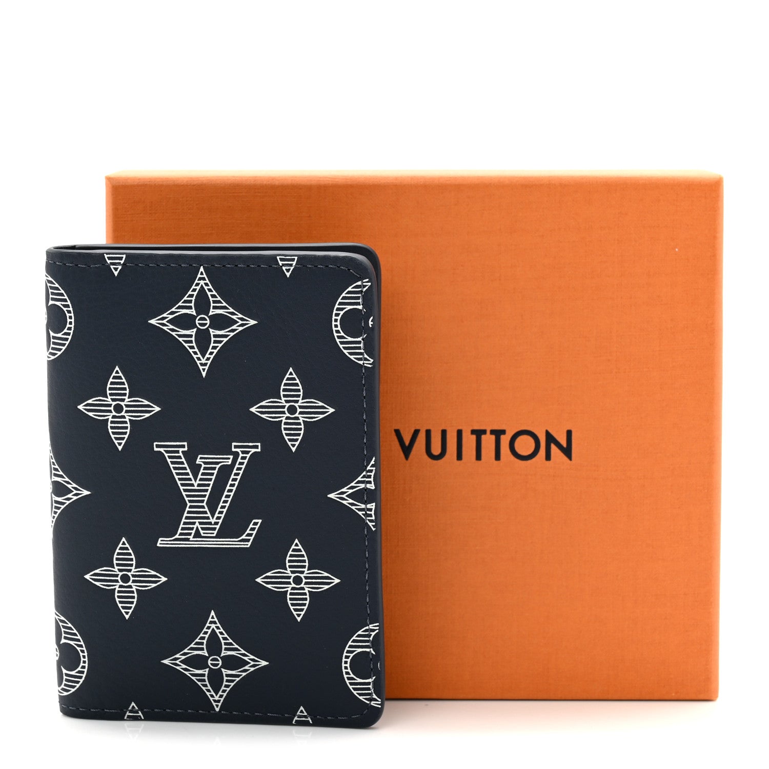 Calfskin Monogram Shadow Pocket Organizer Navy Blue White