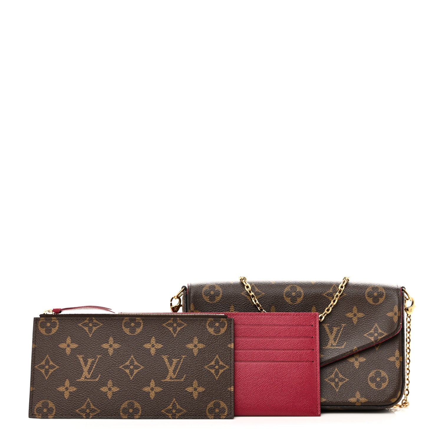 Monogram Pochette Felicie Chain Wallet Fuchsia