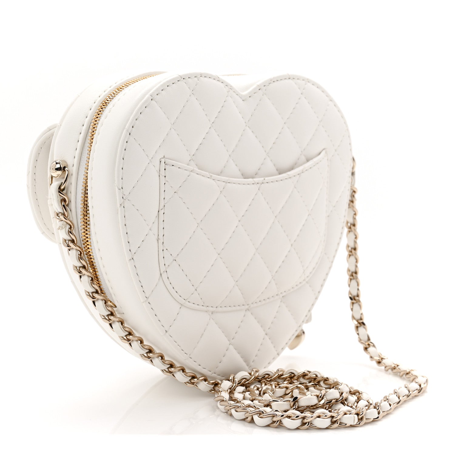 Lambskin Quilted CC In Love Heart Bag White